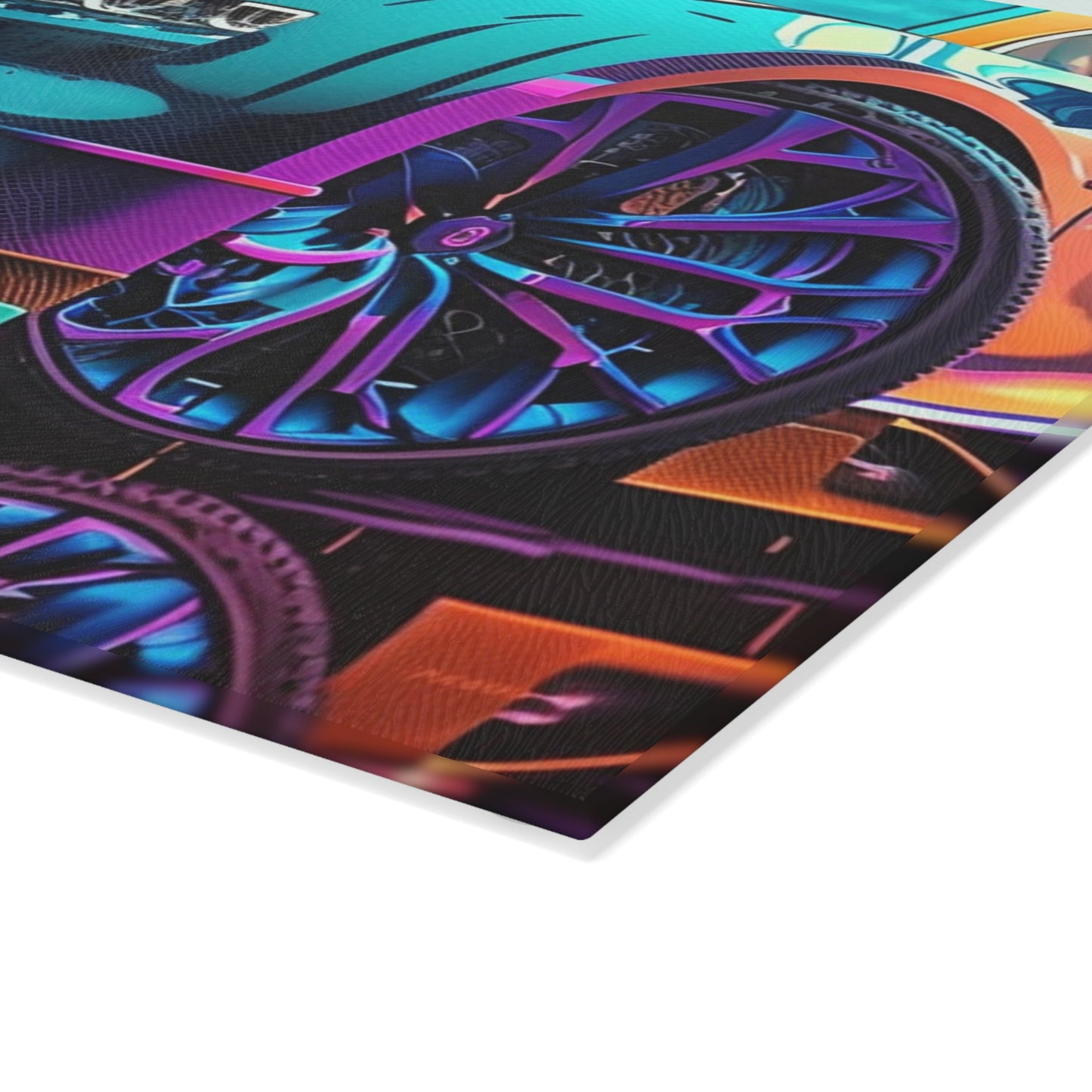 Glass Cutting Board Bugatti Neon Chiron 1