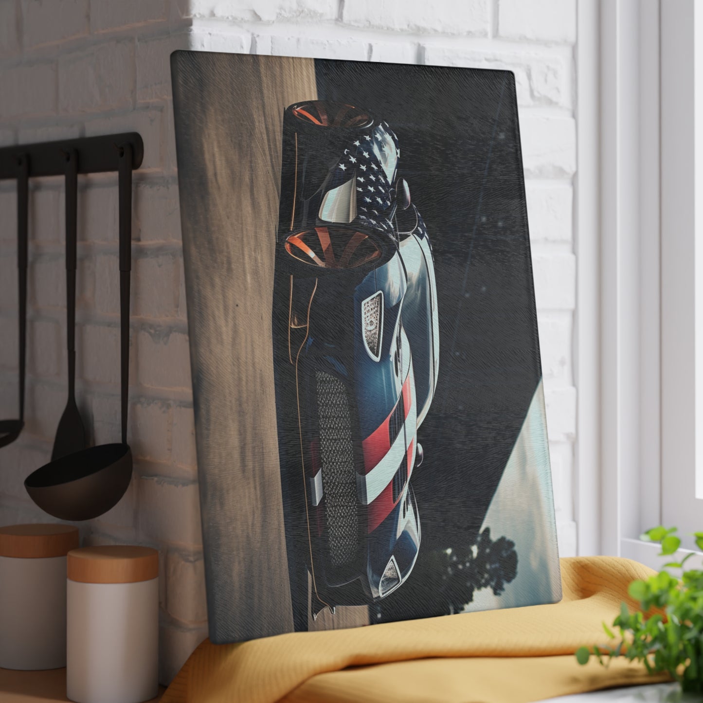 Glass Cutting Board Bugatti Flag American 2