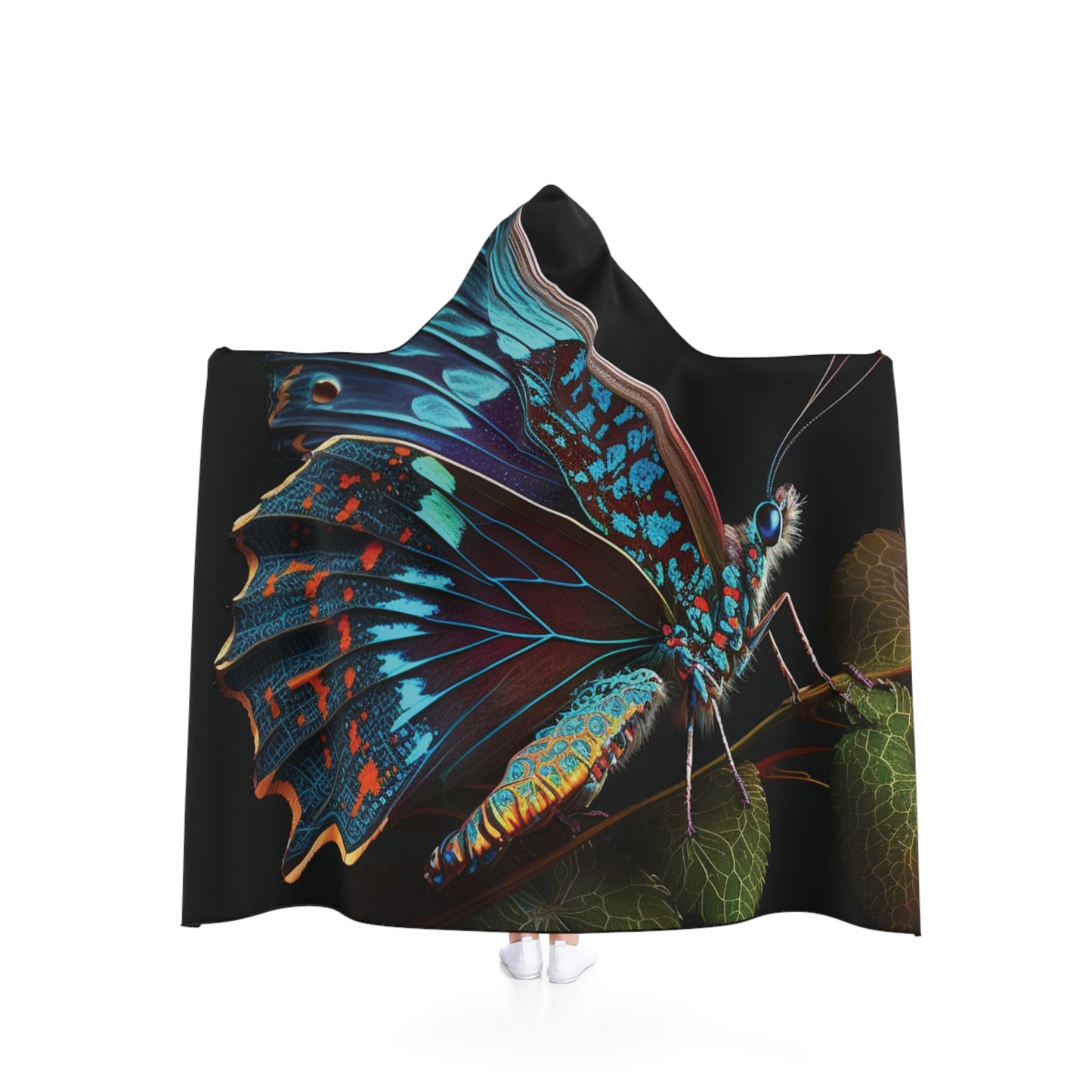 Hooded Blanket Hue Neon Butterfly 2