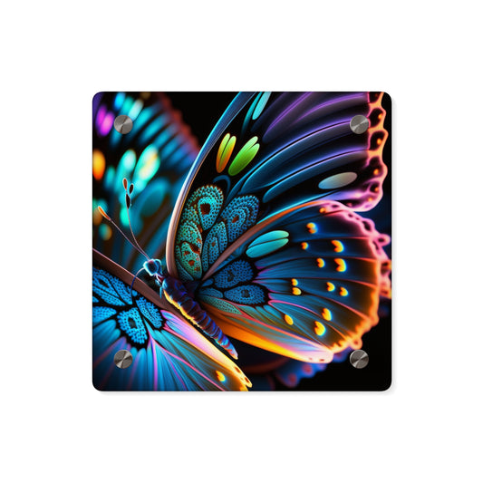 Acrylic Wall Art Panels Neon Butterfly Macro 2