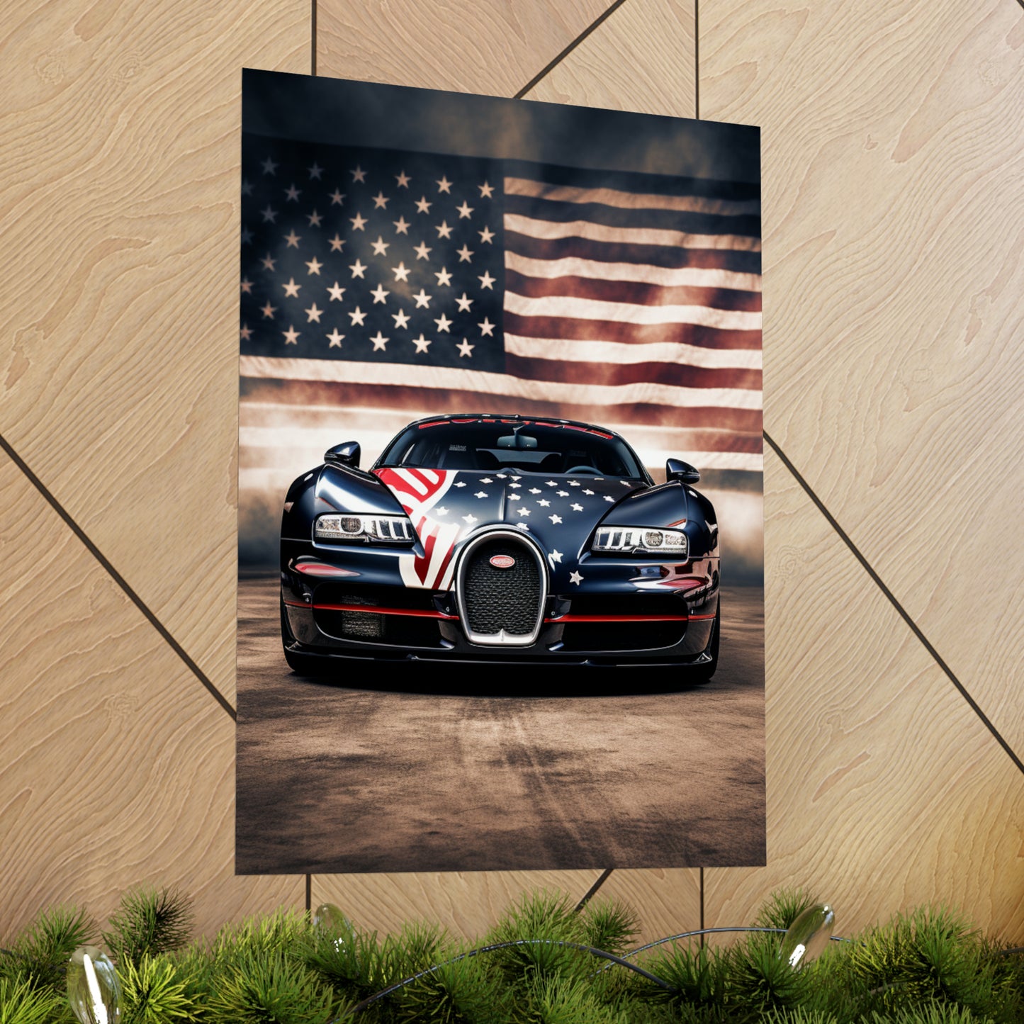 Premium Matte Vertical Posters Bugatti American Flag 2