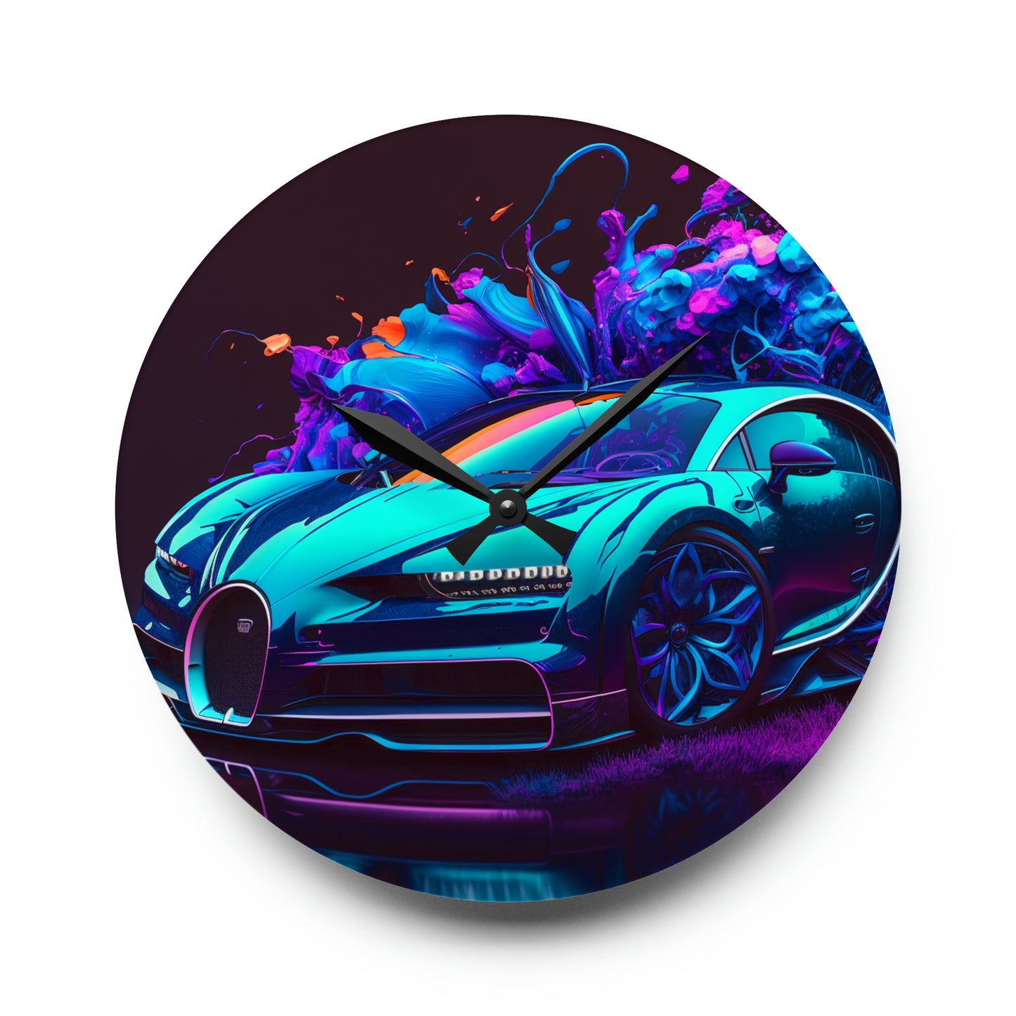 Acrylic Wall Clock Bugatti Neon Chiron 3