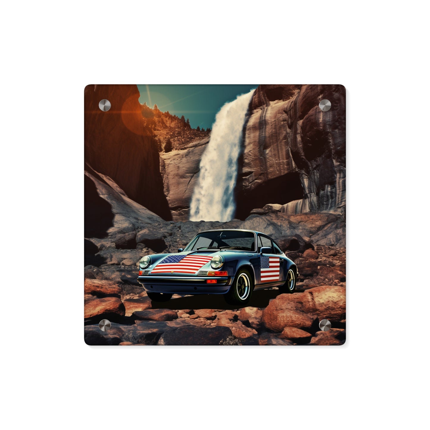 Acrylic Wall Art Panels American Flag Porsche Abstract 2