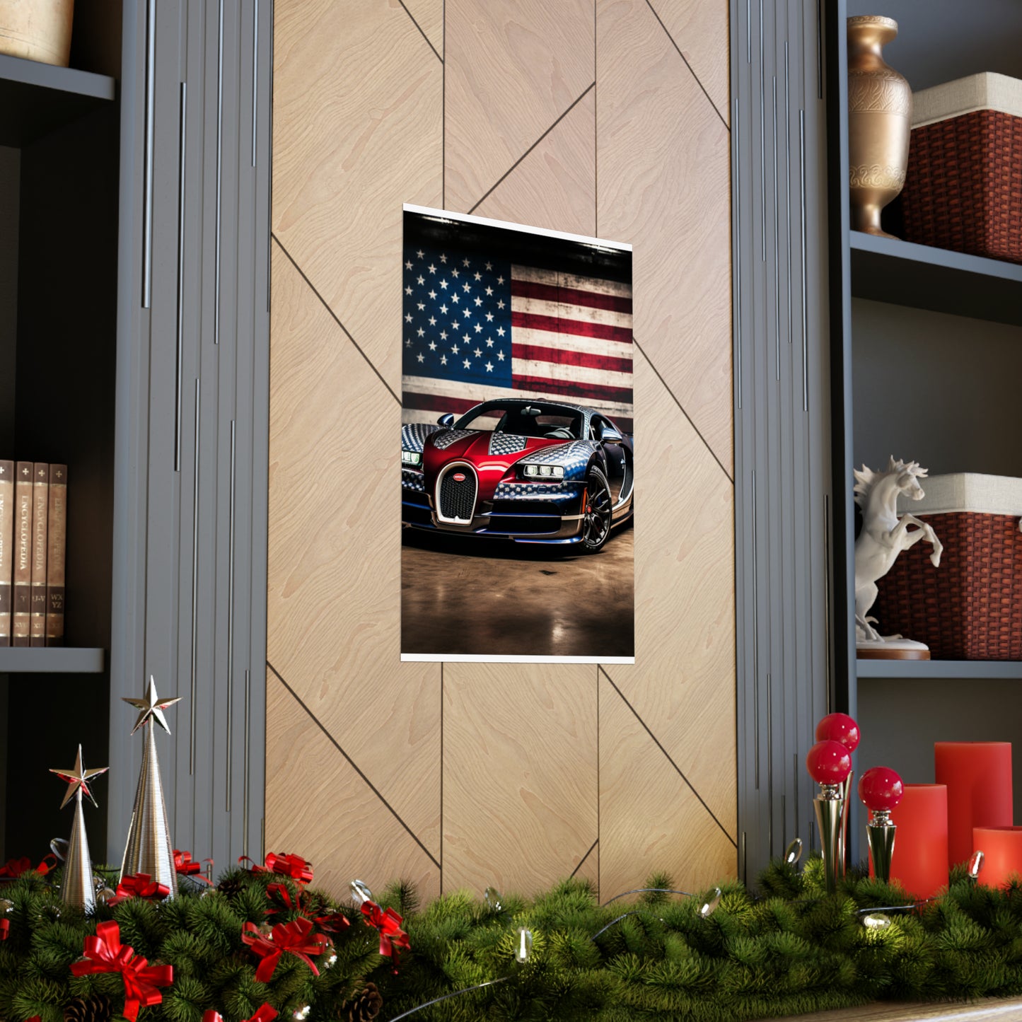 Premium Matte Vertical Posters Bugatti American Flag 1