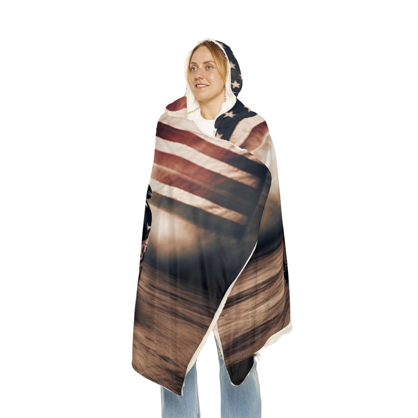 Snuggle Hooded Blanket Bugatti American Flag 2