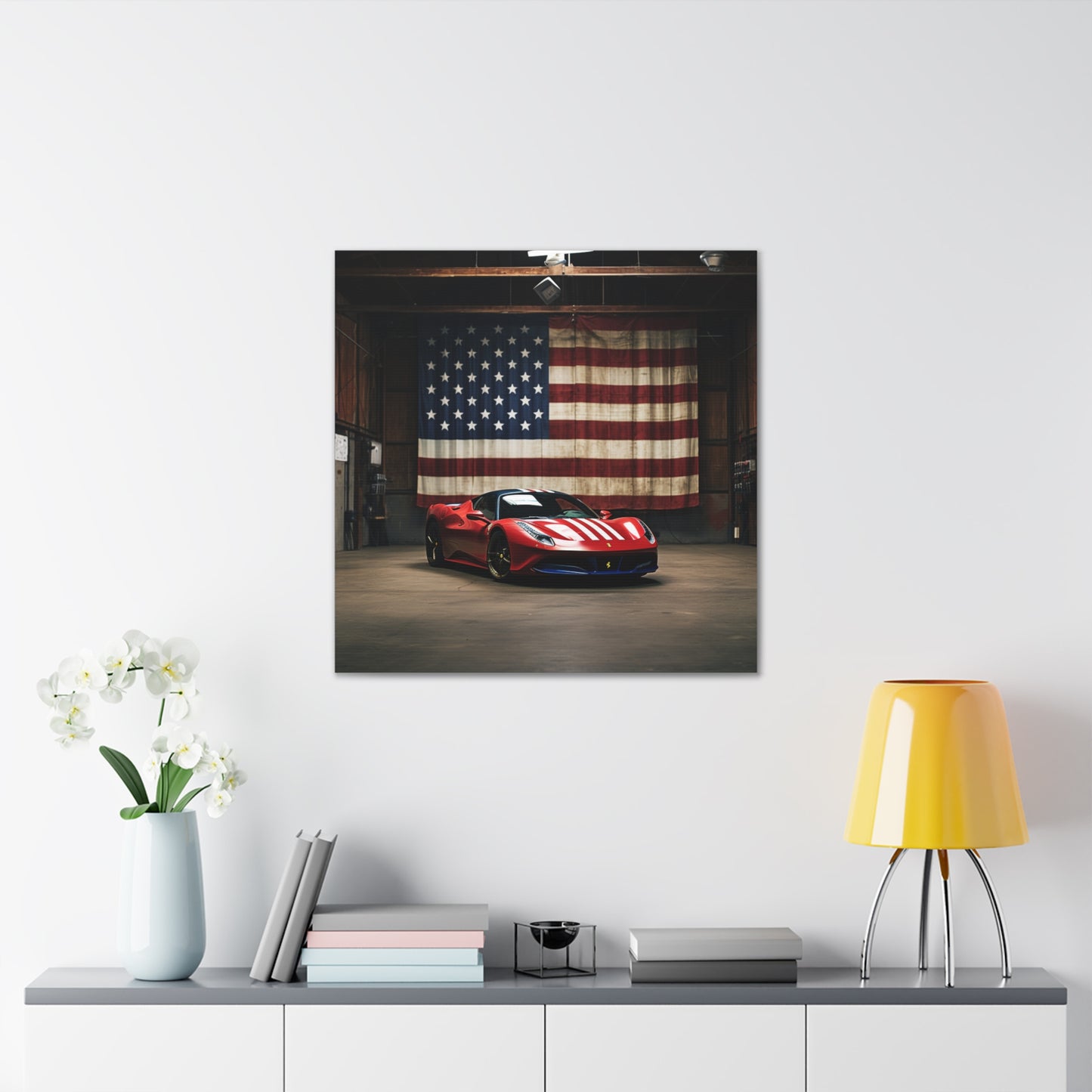 Canvas Gallery Wraps American Flag Farrari 4