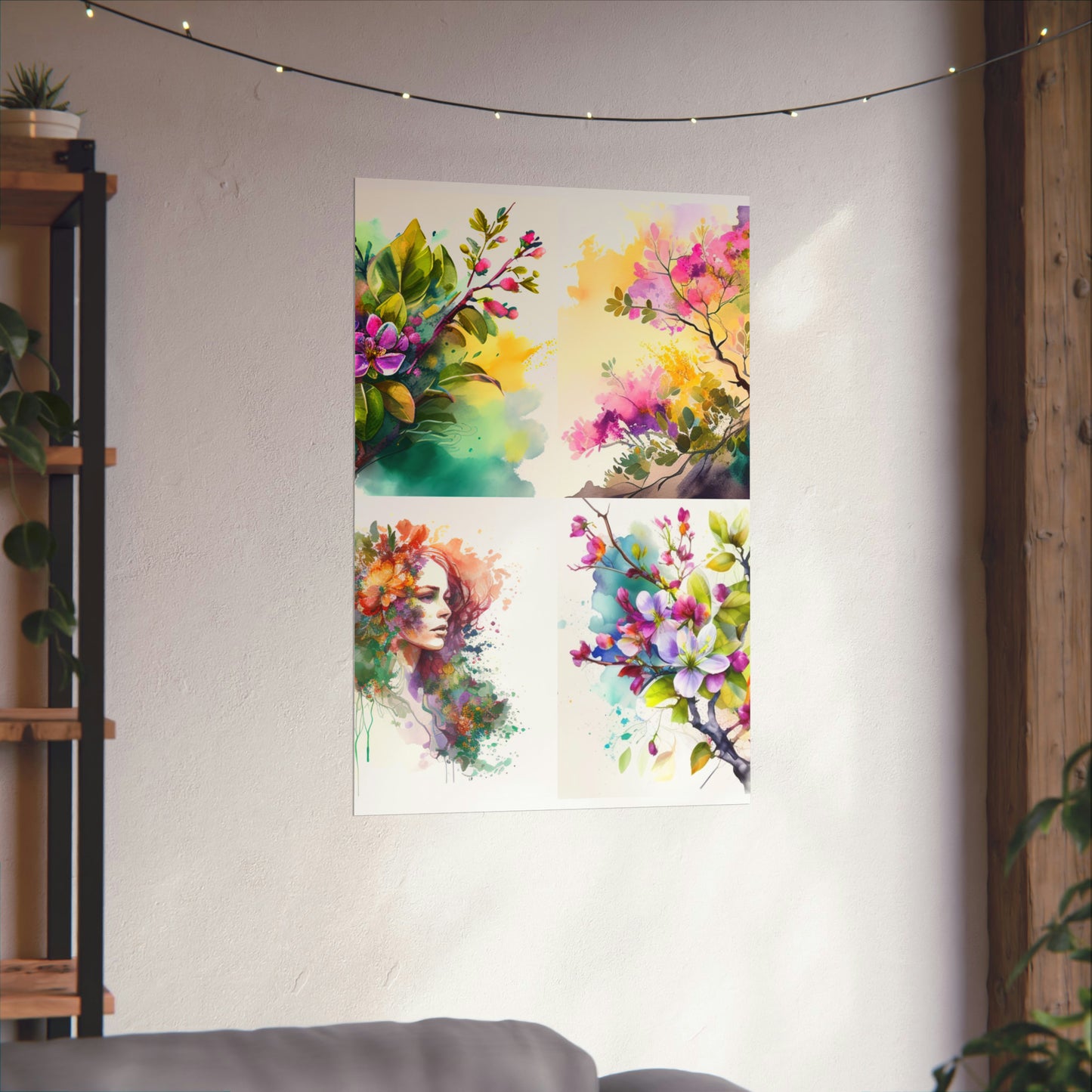 Premium Matte Vertical Posters Mother Nature Bright Spring Colors Realistic Watercolor 5