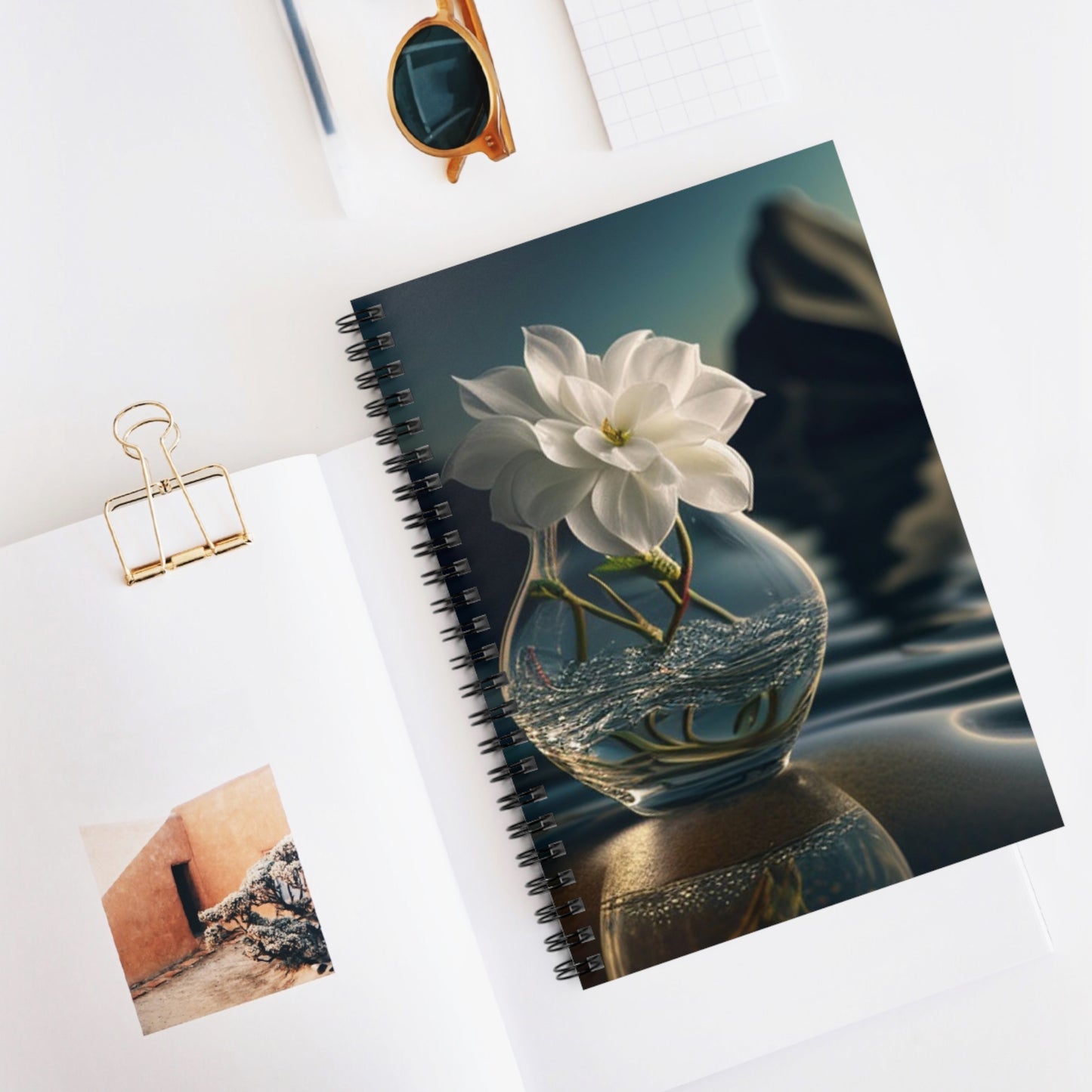 Spiral Notebook - Ruled Line Jasmine glass vase 4