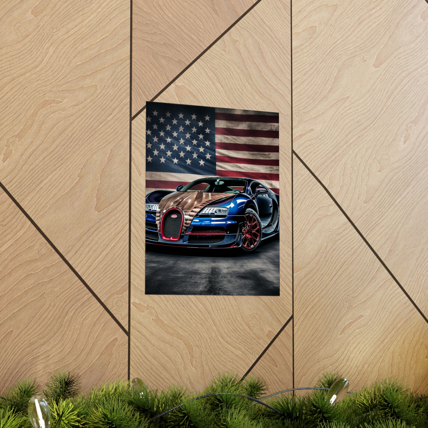 Premium Matte Vertical Posters Bugatti American Flag 4