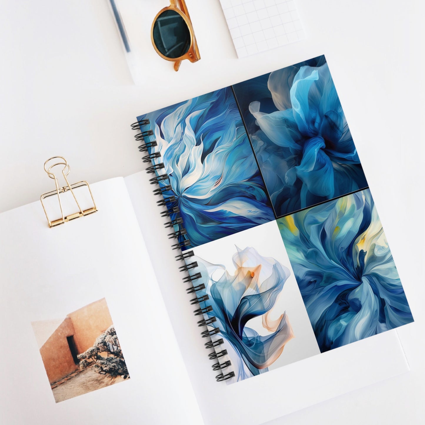 Spiral Notebook - Ruled Line Blue Tluip Abstract 5