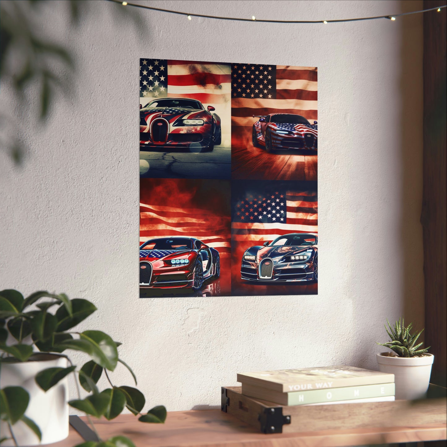 Premium Matte Vertical Posters Abstract American Flag Background Bugatti 5