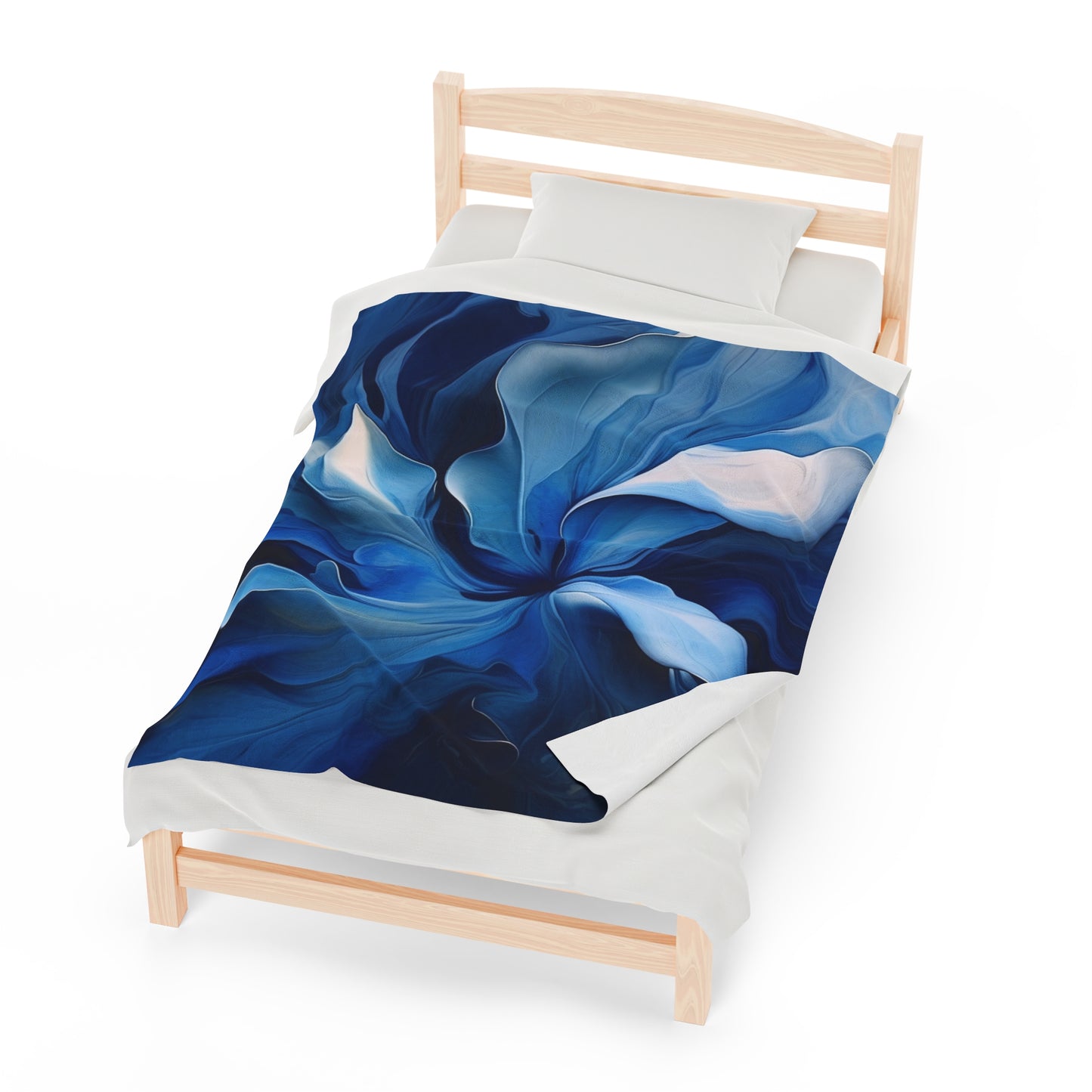 Velveteen Plush Blanket Abstract Blue Tulip 4