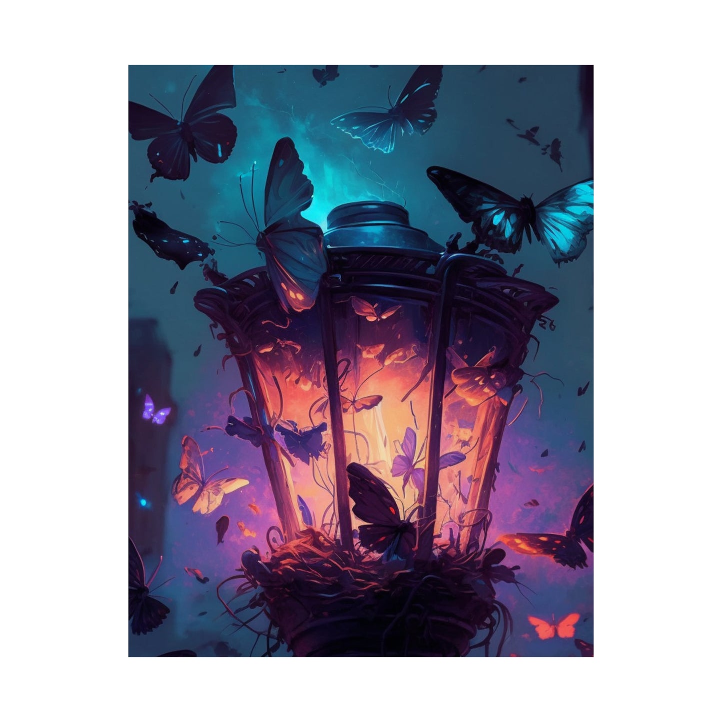 Premium Matte Vertical Posters Street Light Butterfly 3