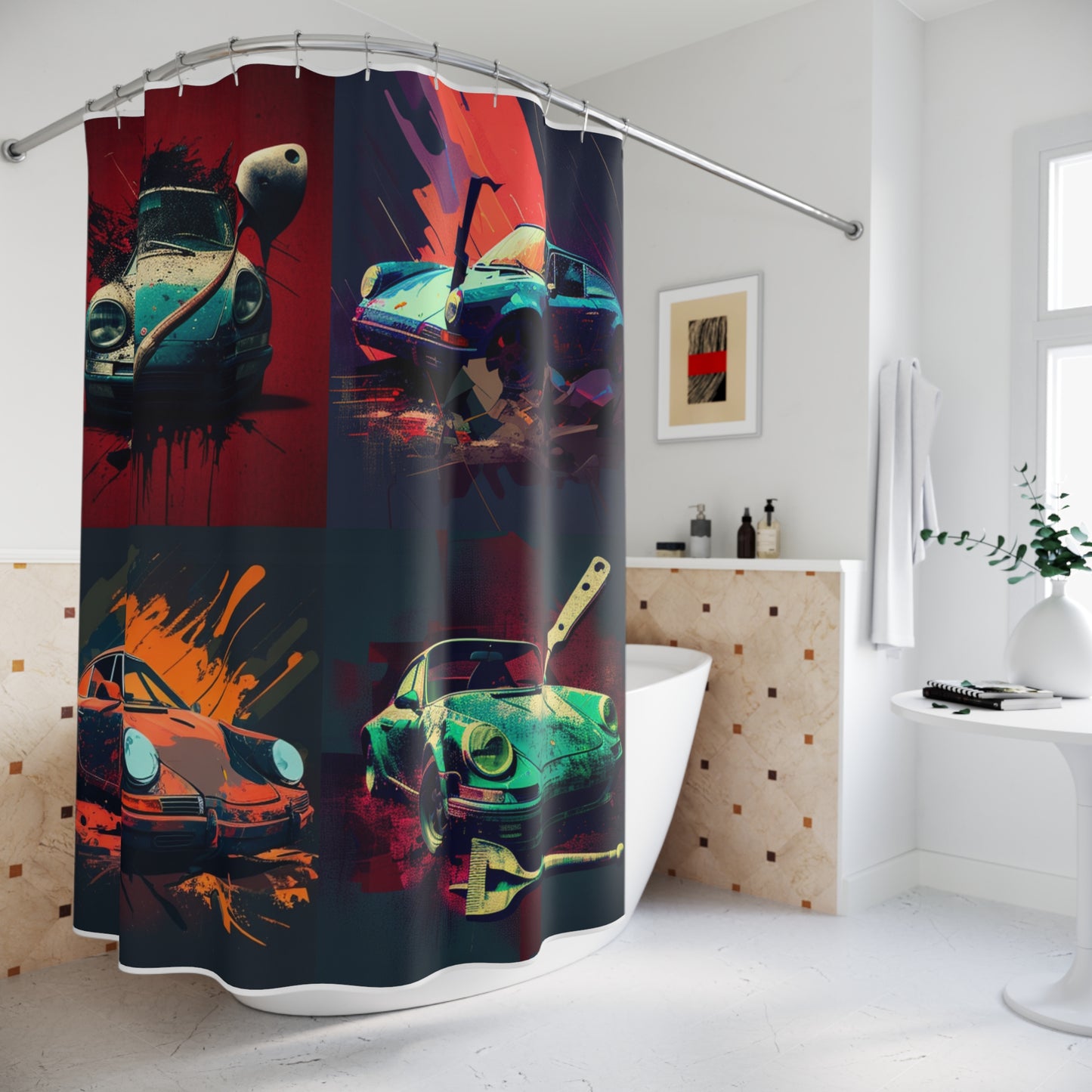 Polyester Shower Curtain Porsche Abstract 5