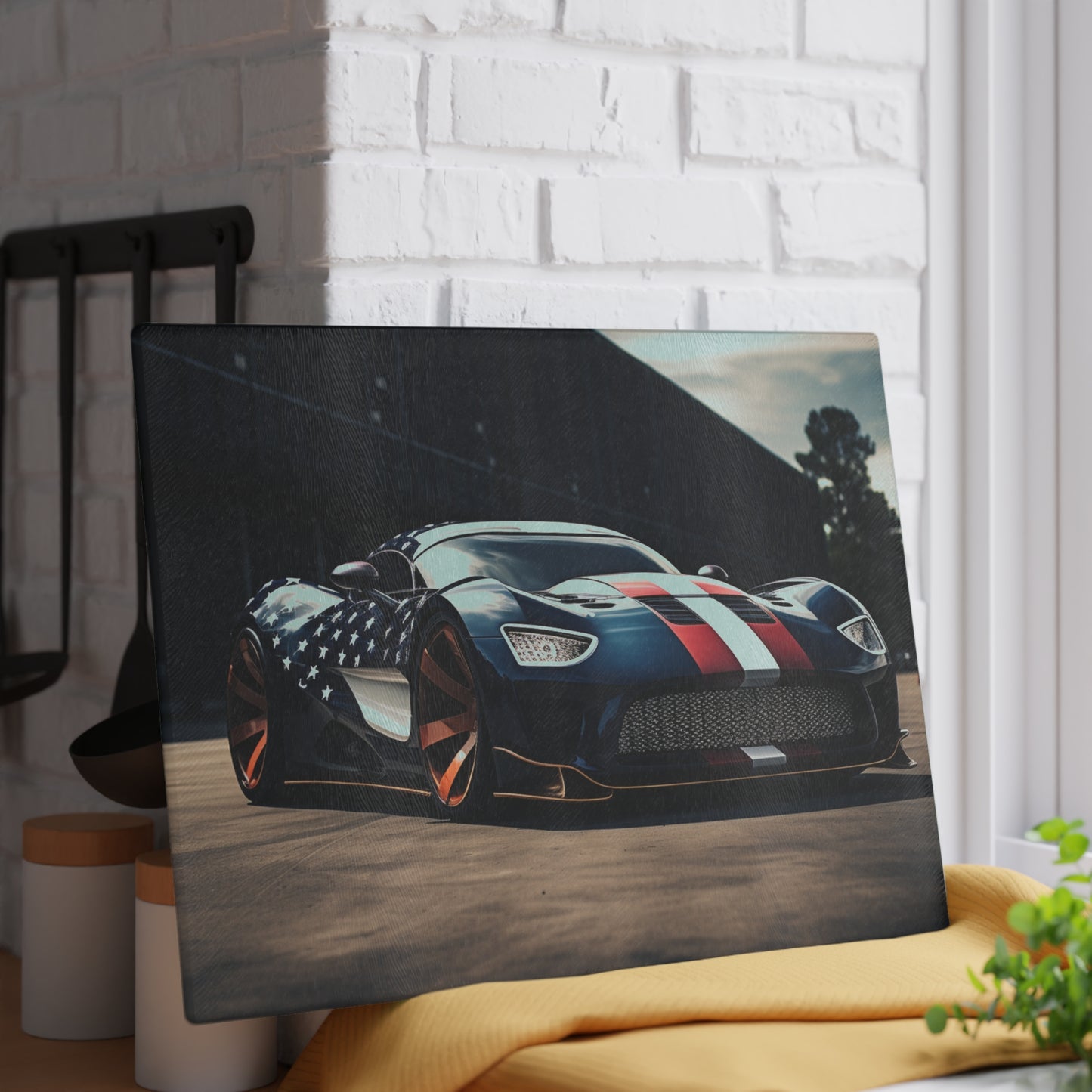 Glass Cutting Board Bugatti Flag American 2