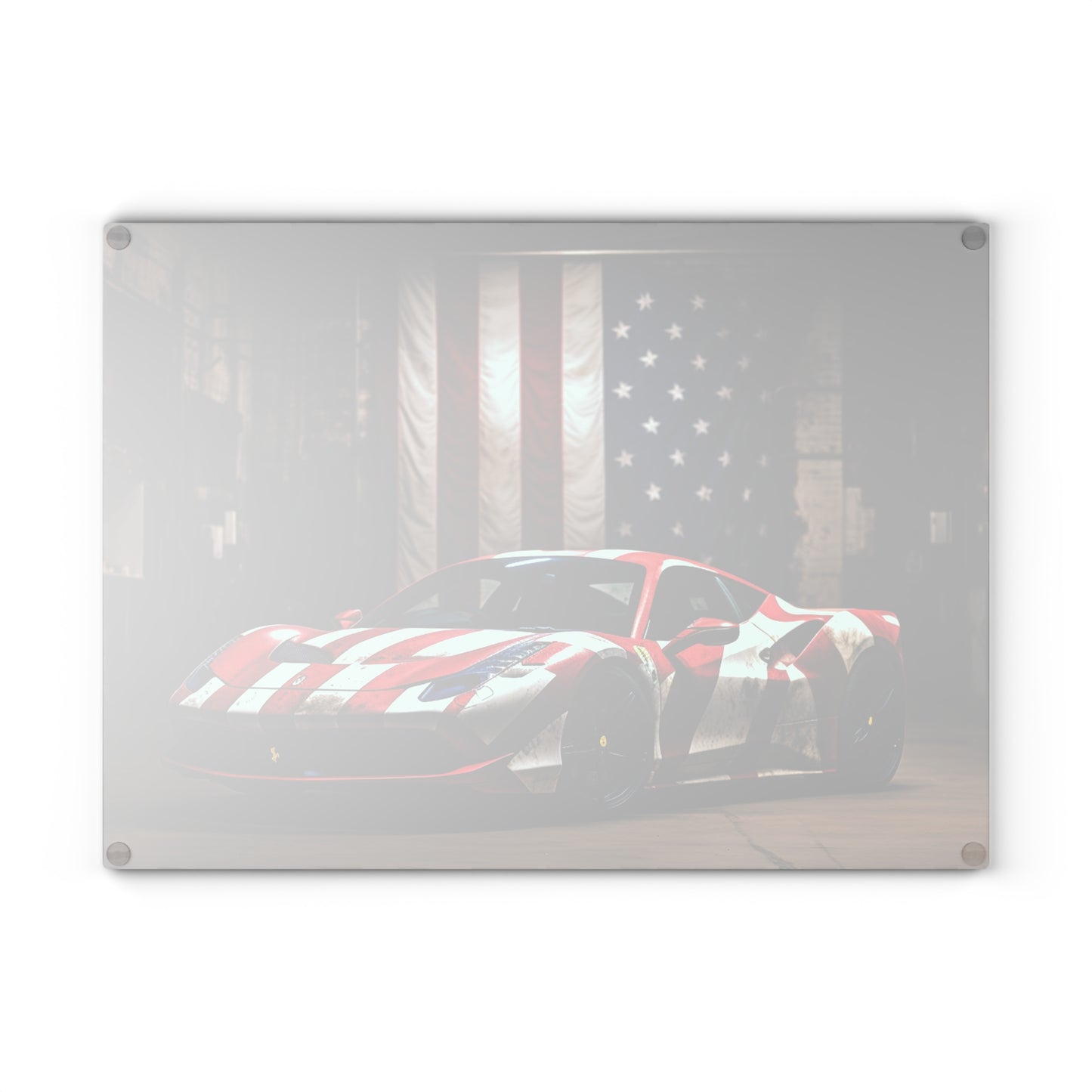 Glass Cutting Board American Flag Farrari 2