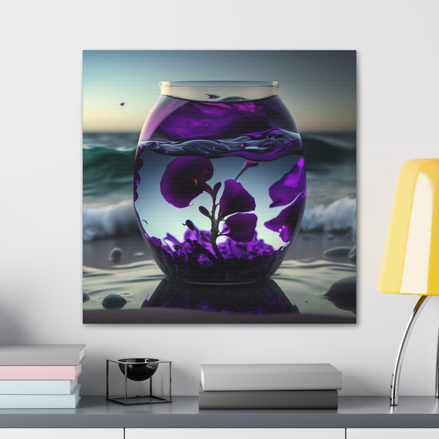 Canvas Gallery Wraps Purple Sweet pea in a vase 4