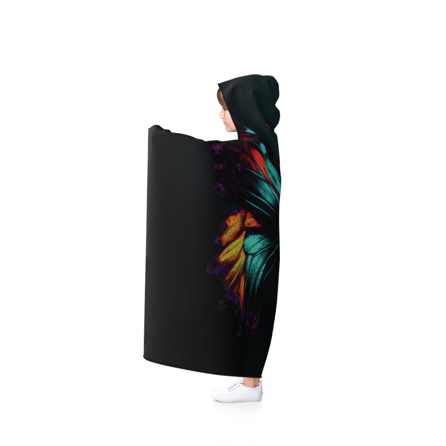 Hooded Blanket Hyper Colorful Butterfly Purple 1