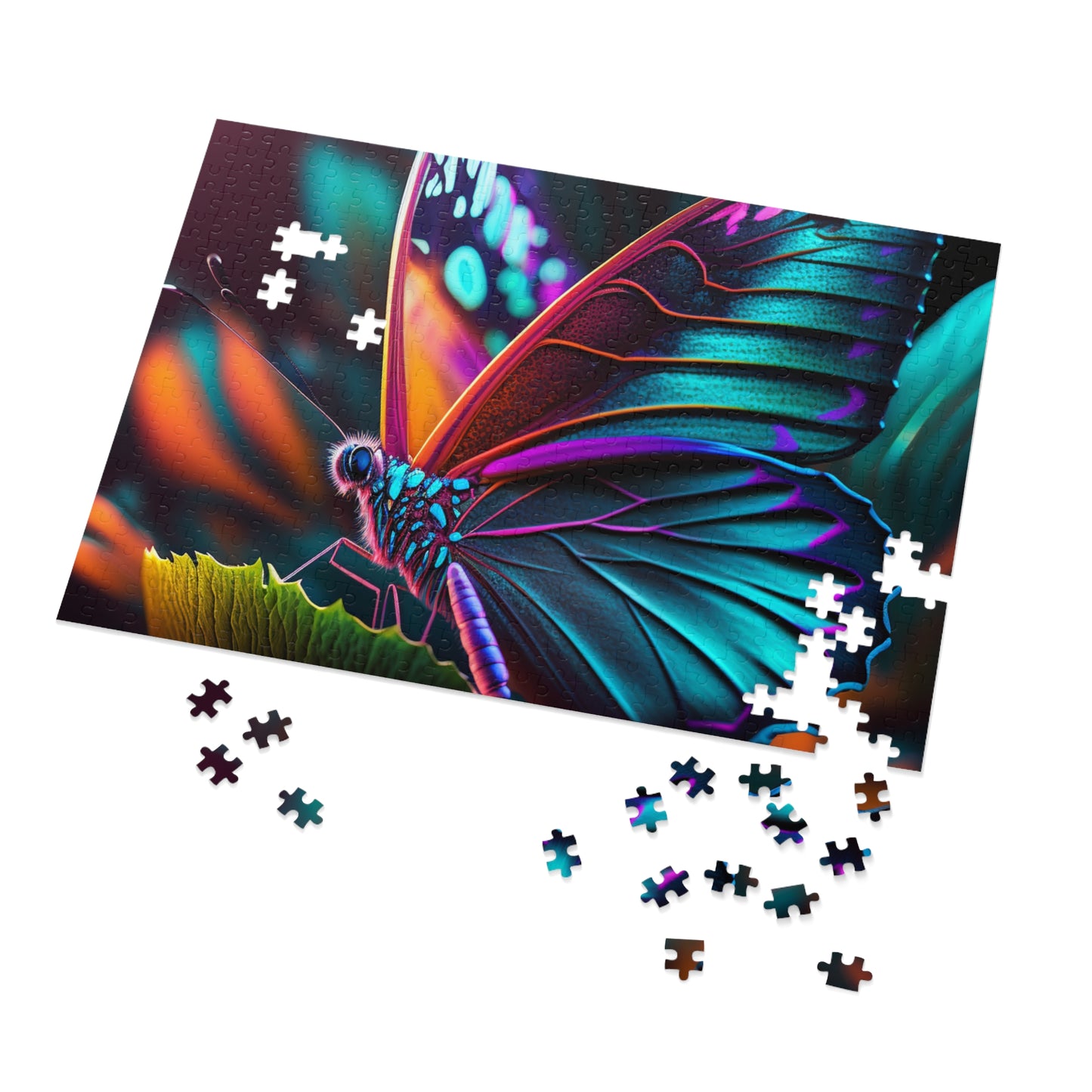 Jigsaw Puzzle (30, 110, 252, 500,1000-Piece) Neon Butterfly Macro 1