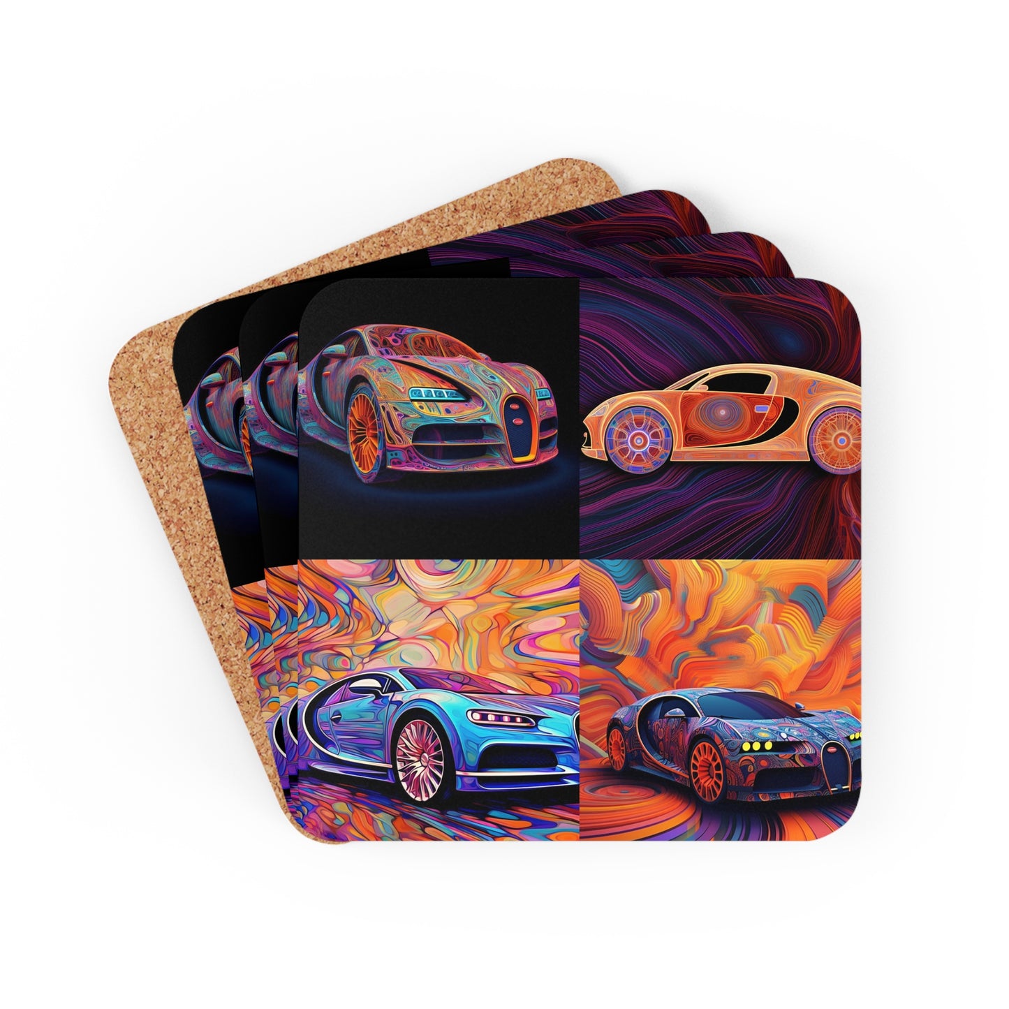 Corkwood Coaster Set Bugatti Abstract Concept 5