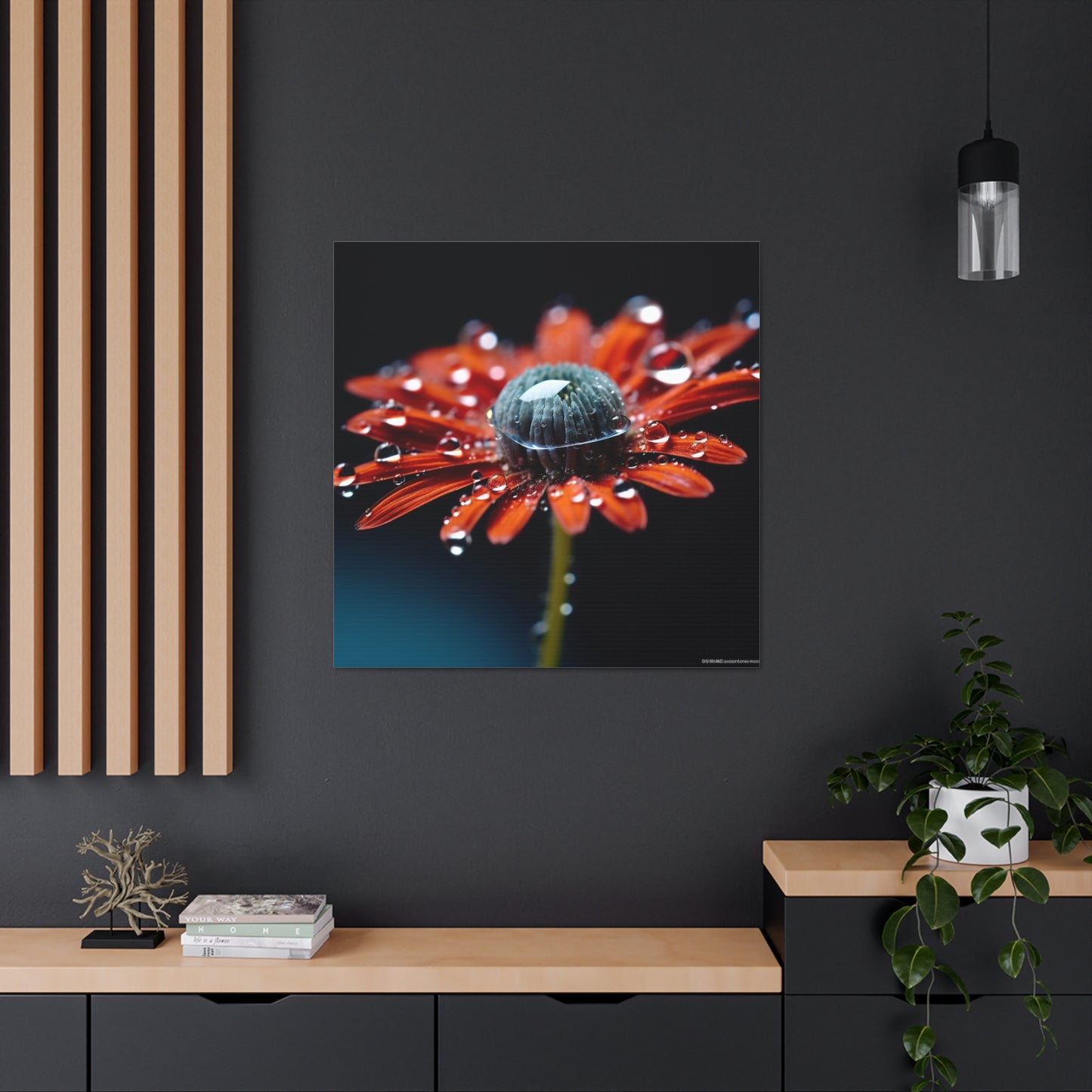 Canvas Gallery Wraps Water drop Macro Flower 1