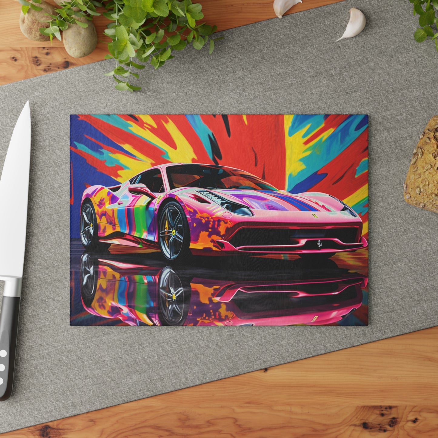 Glass Cutting Board Hyper Colorfull Ferrari 3