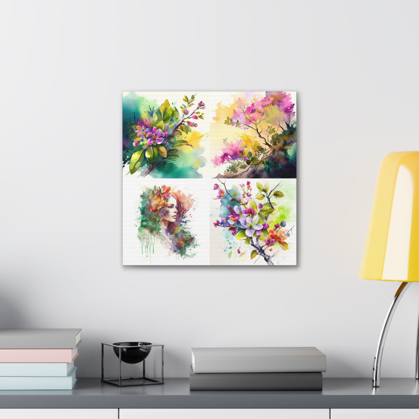 Canvas Gallery Wraps Mother Nature Bright Spring Colors Realistic Watercolor 5