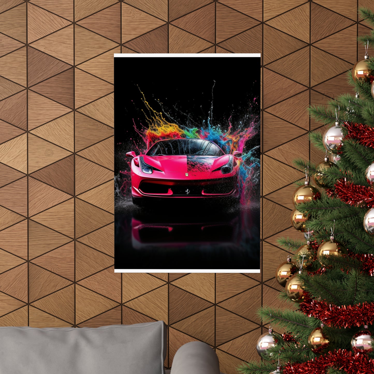 Premium Matte Vertical Posters Ferrari Water Splash 2