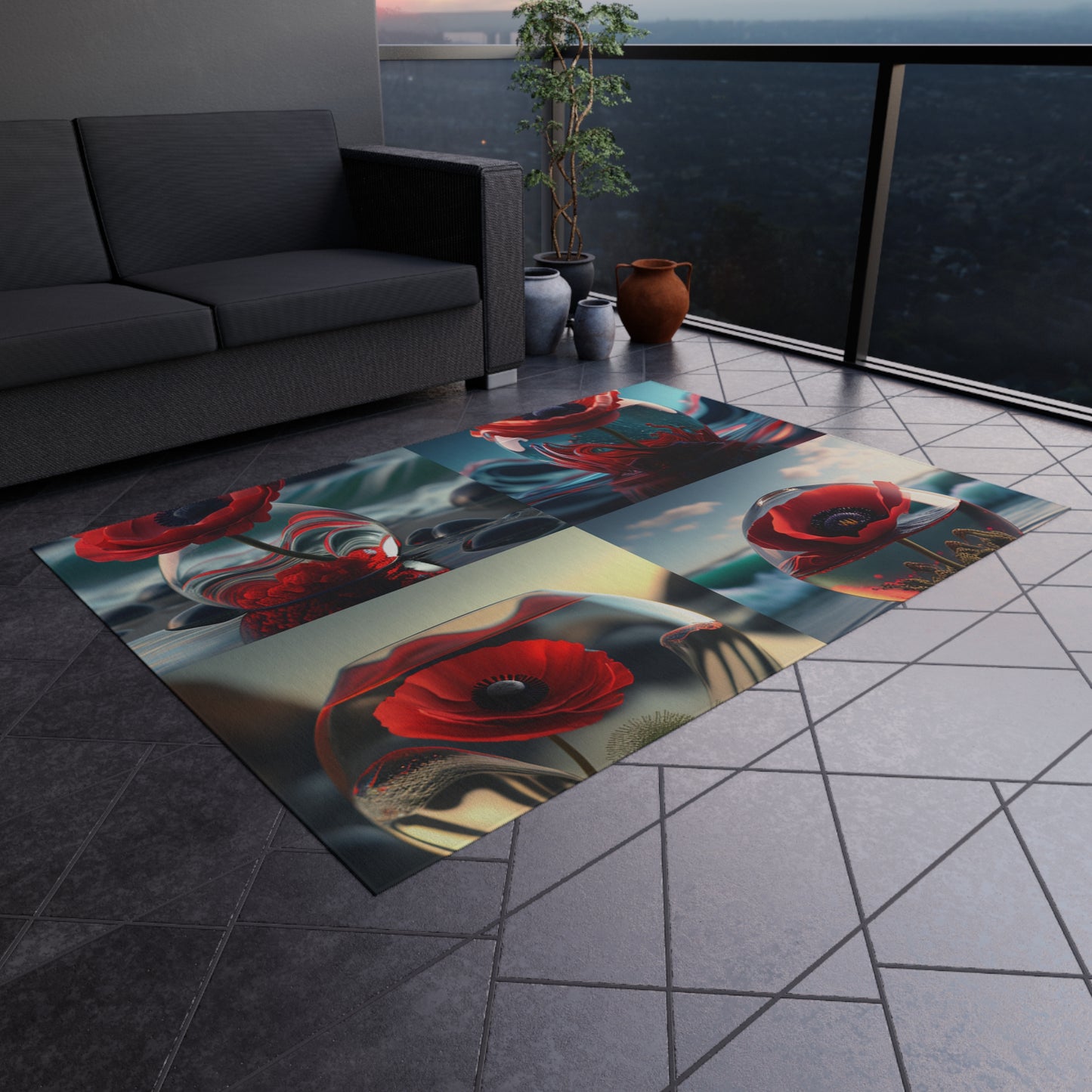 Outdoor Rug  Red Anemone in a Vase 5