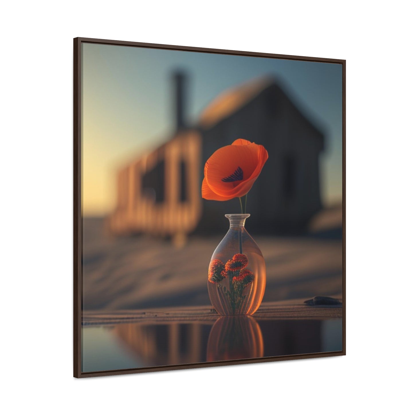 Gallery Canvas Wraps, Square Frame Orange Poppy in a Vase 3