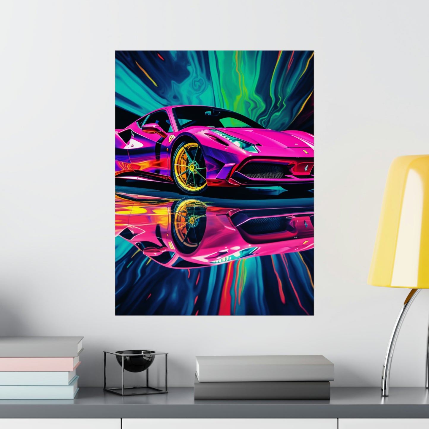 Premium Matte Vertical Posters Pink Ferrari Macro 4