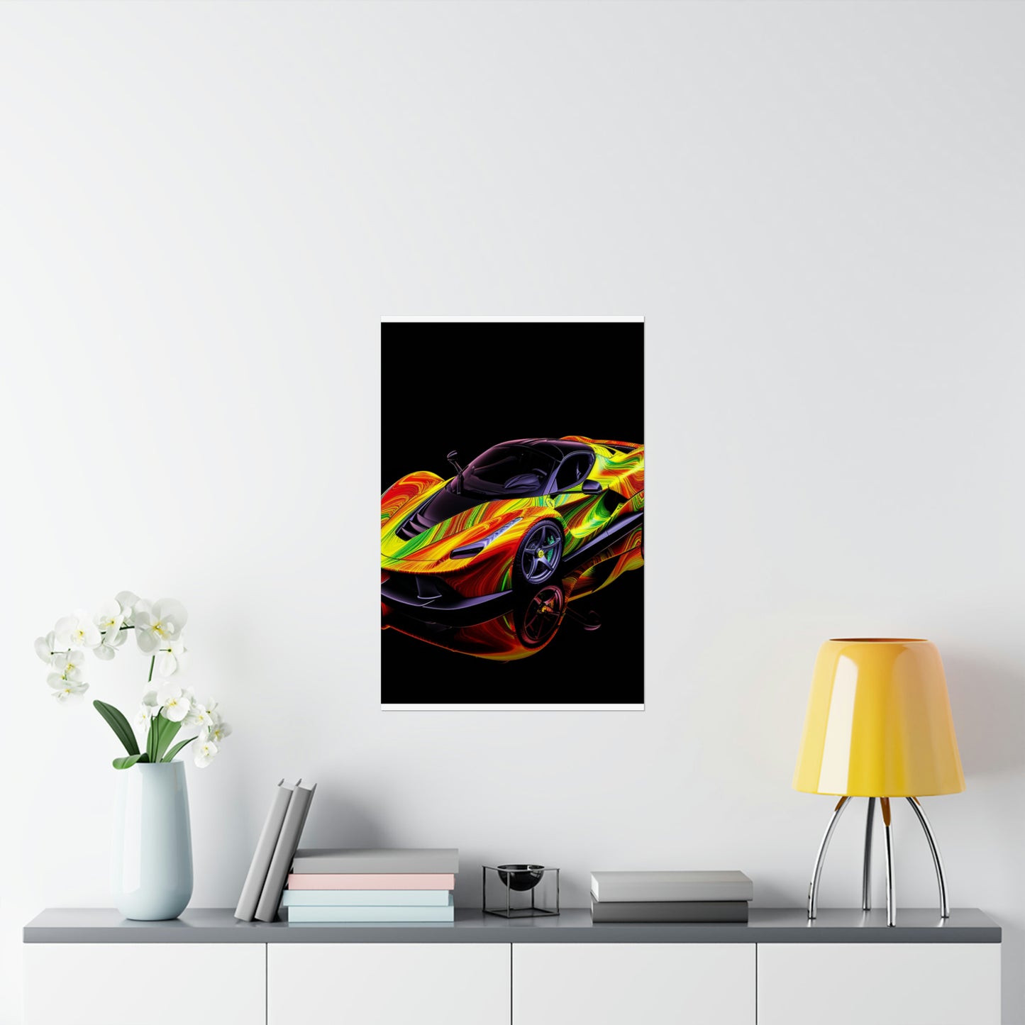 Premium Matte Vertical Posters Ferrari Neon 4