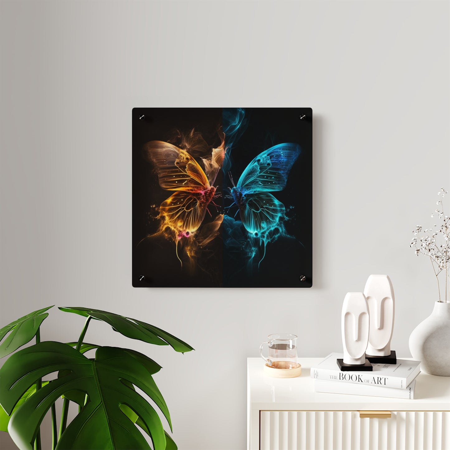 Acrylic Wall Art Panels Kiss Neon Butterfly 9