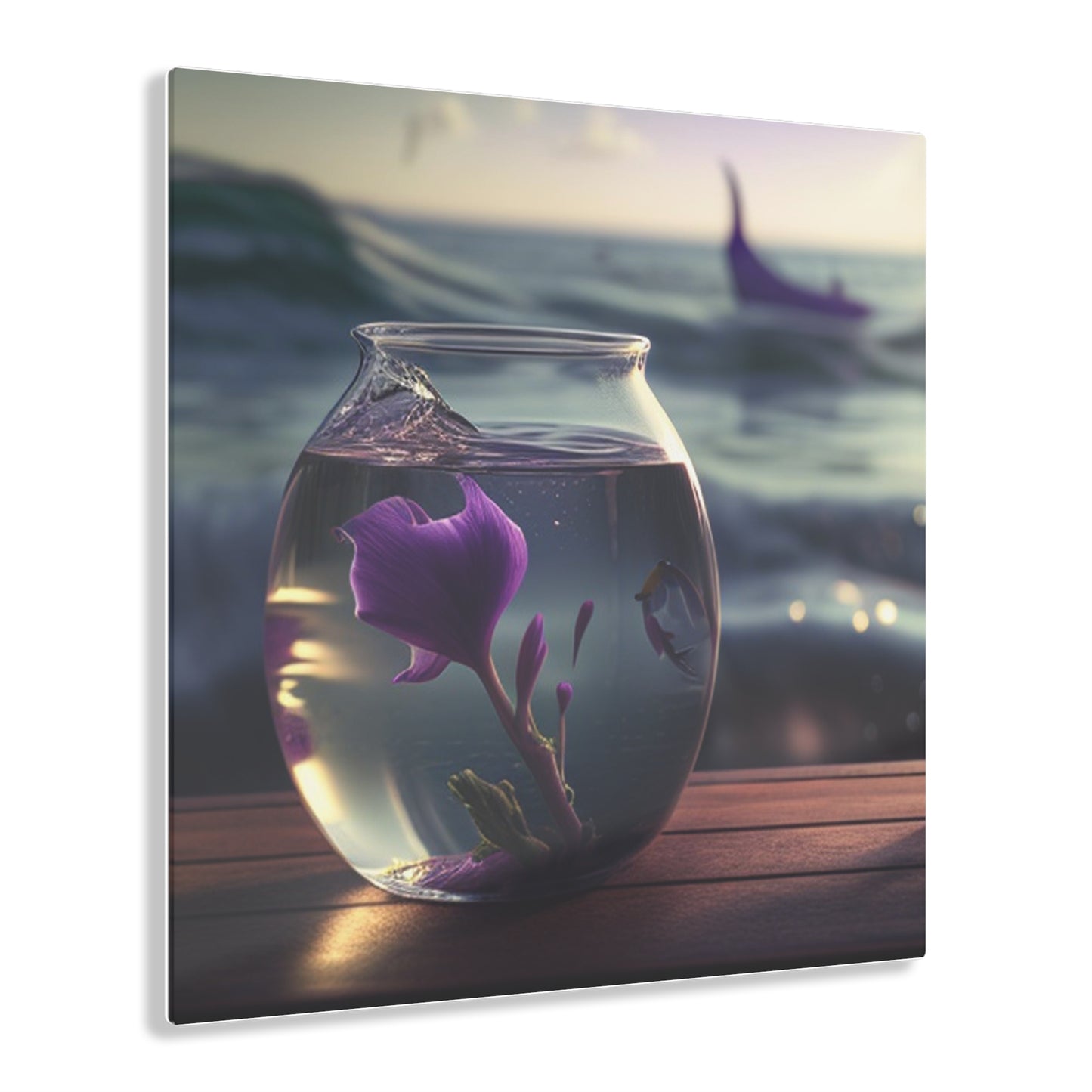 Acrylic Prints Purple Sweet pea in a vase 1