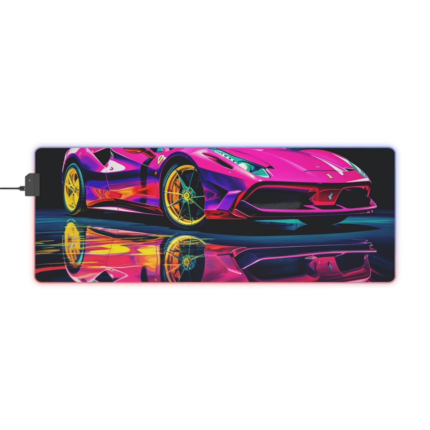 LED Gaming Mouse Pad Pink Ferrari Macro 4