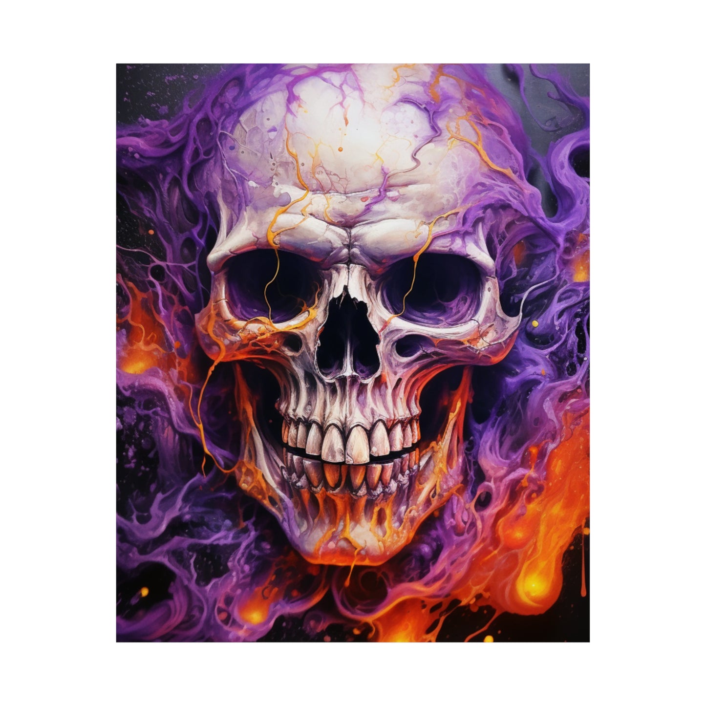 Premium Matte Vertical Posters Skull Flames 2