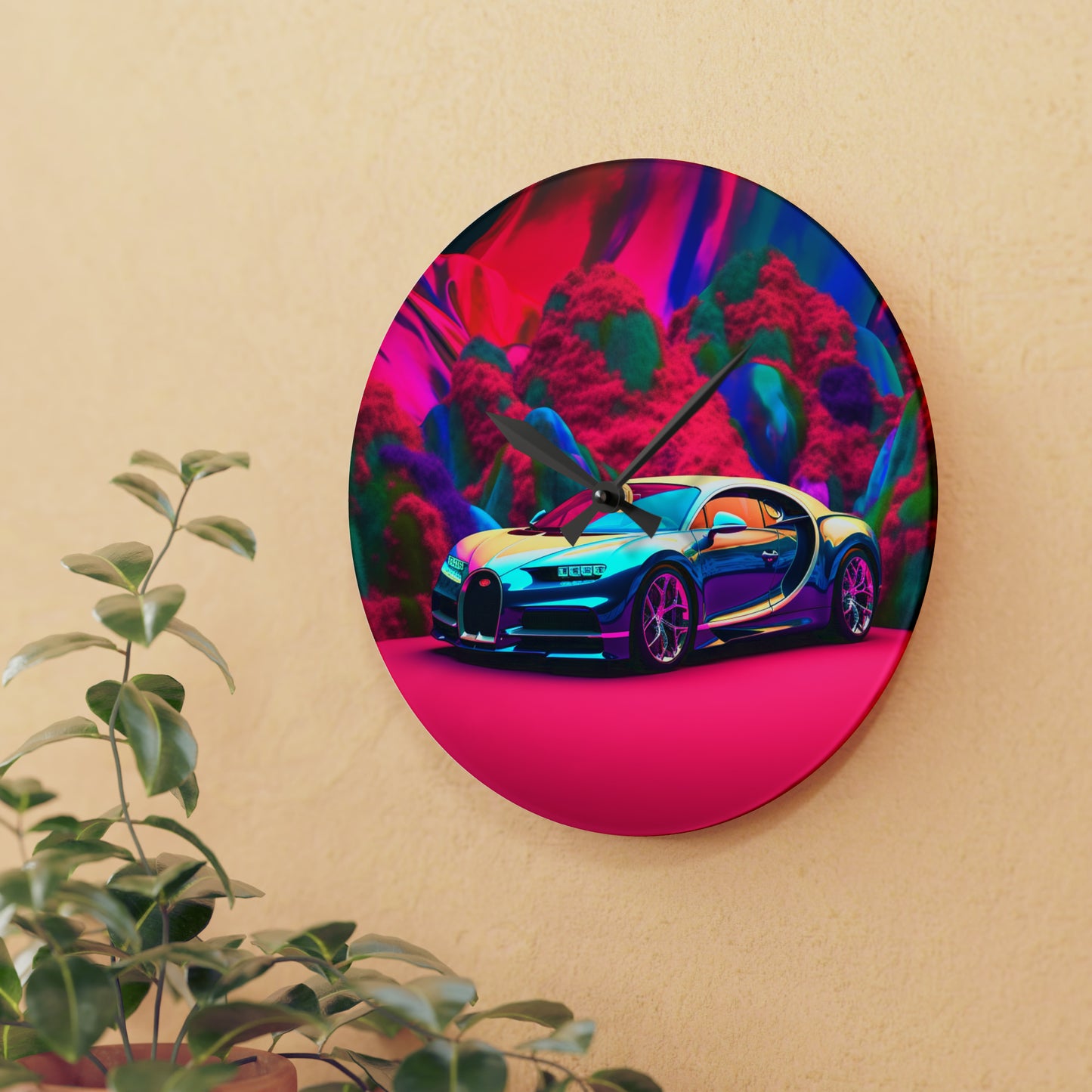Acrylic Wall Clock Florescent Bugatti Flair 4