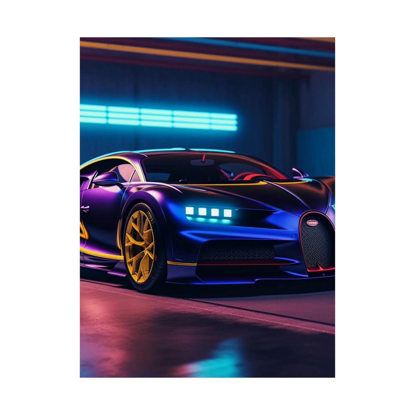 Premium Matte Vertical Posters Hyper Bugatti Neon Chiron 4