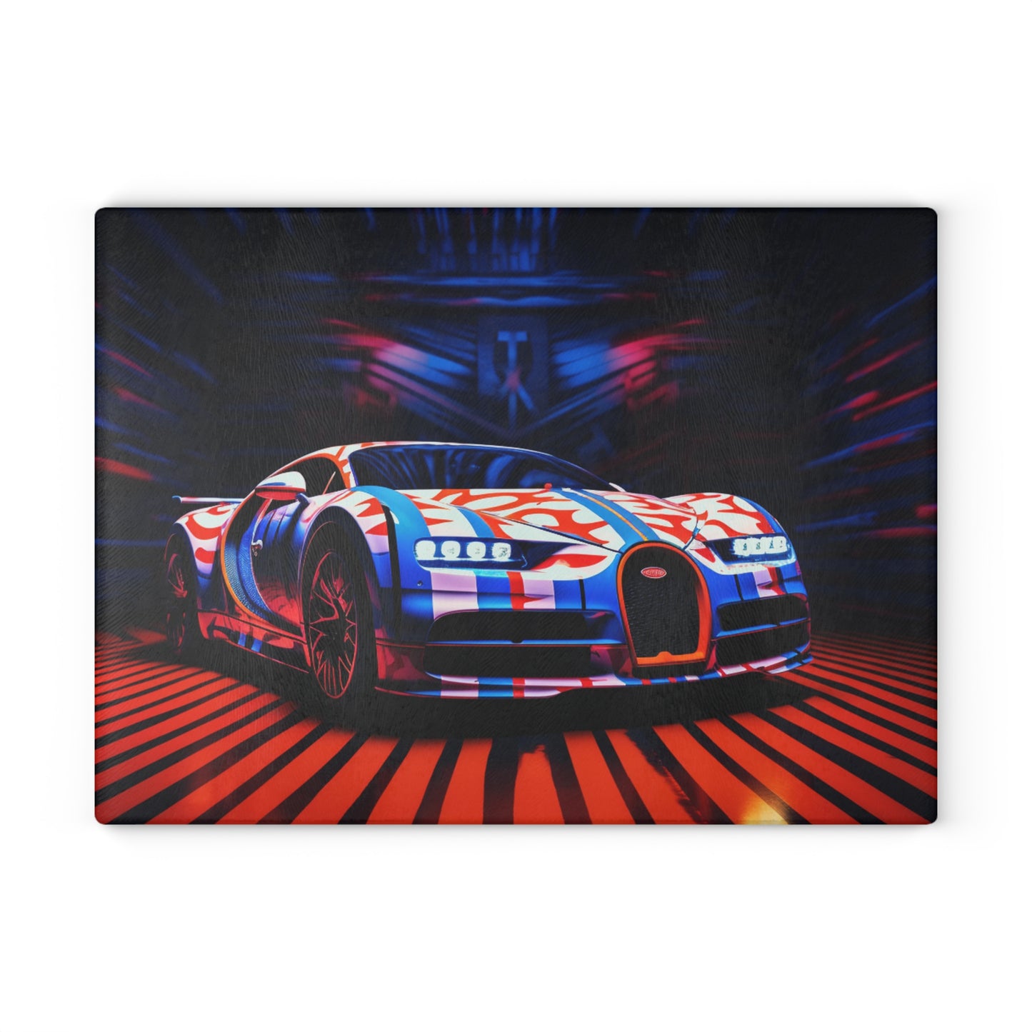 Glass Cutting Board Macro Bugatti American Flag 1