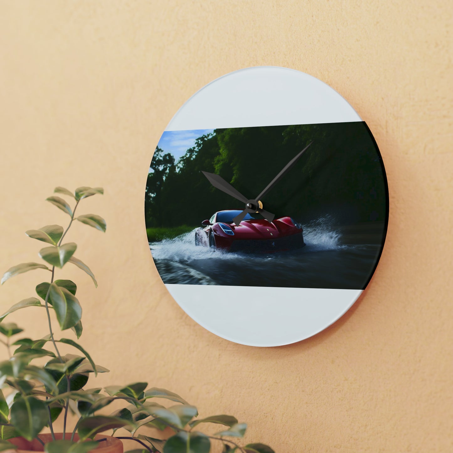 Acrylic Wall Clock Water Ferrari Splash 1