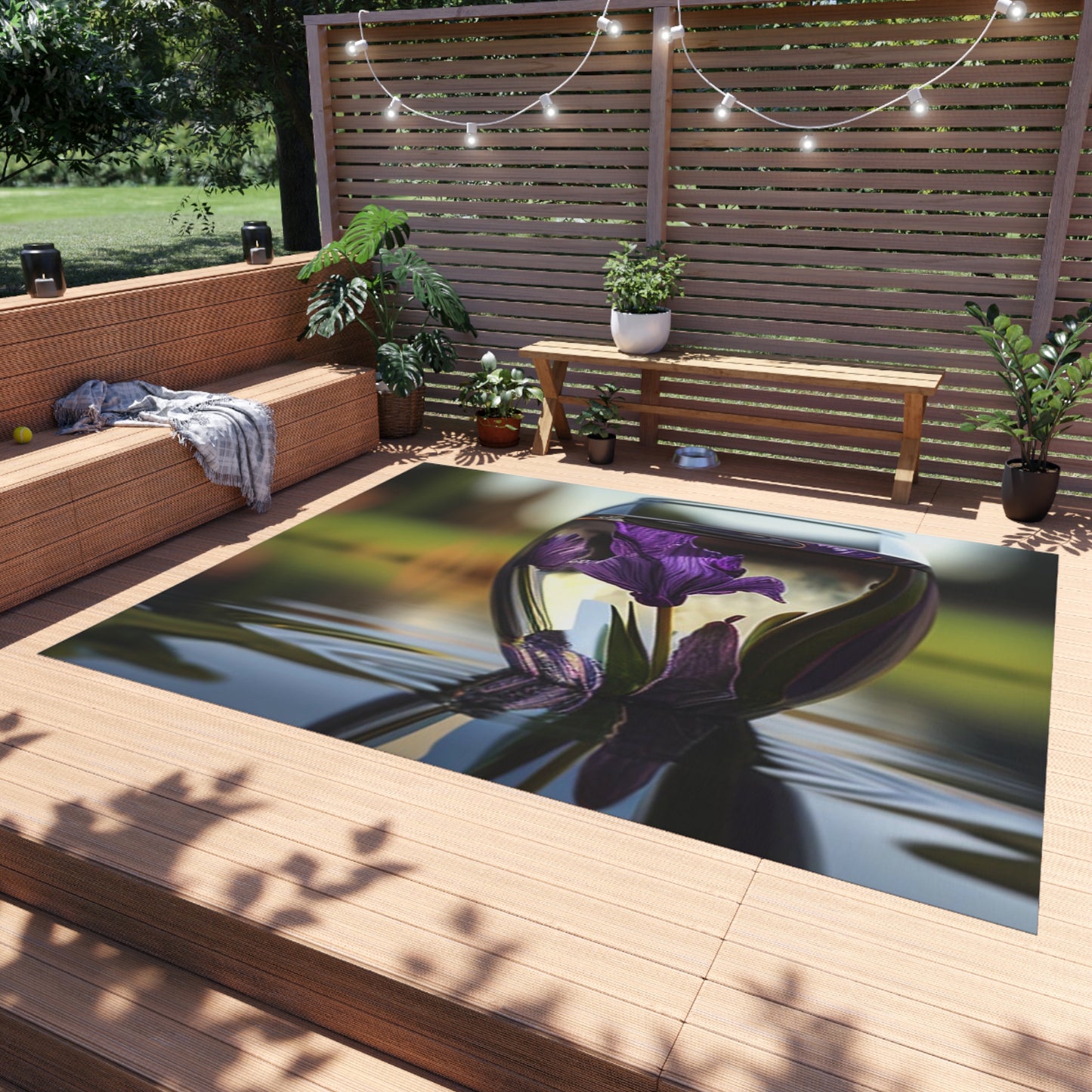 Outdoor Rug  Purple Iris in a vase 3