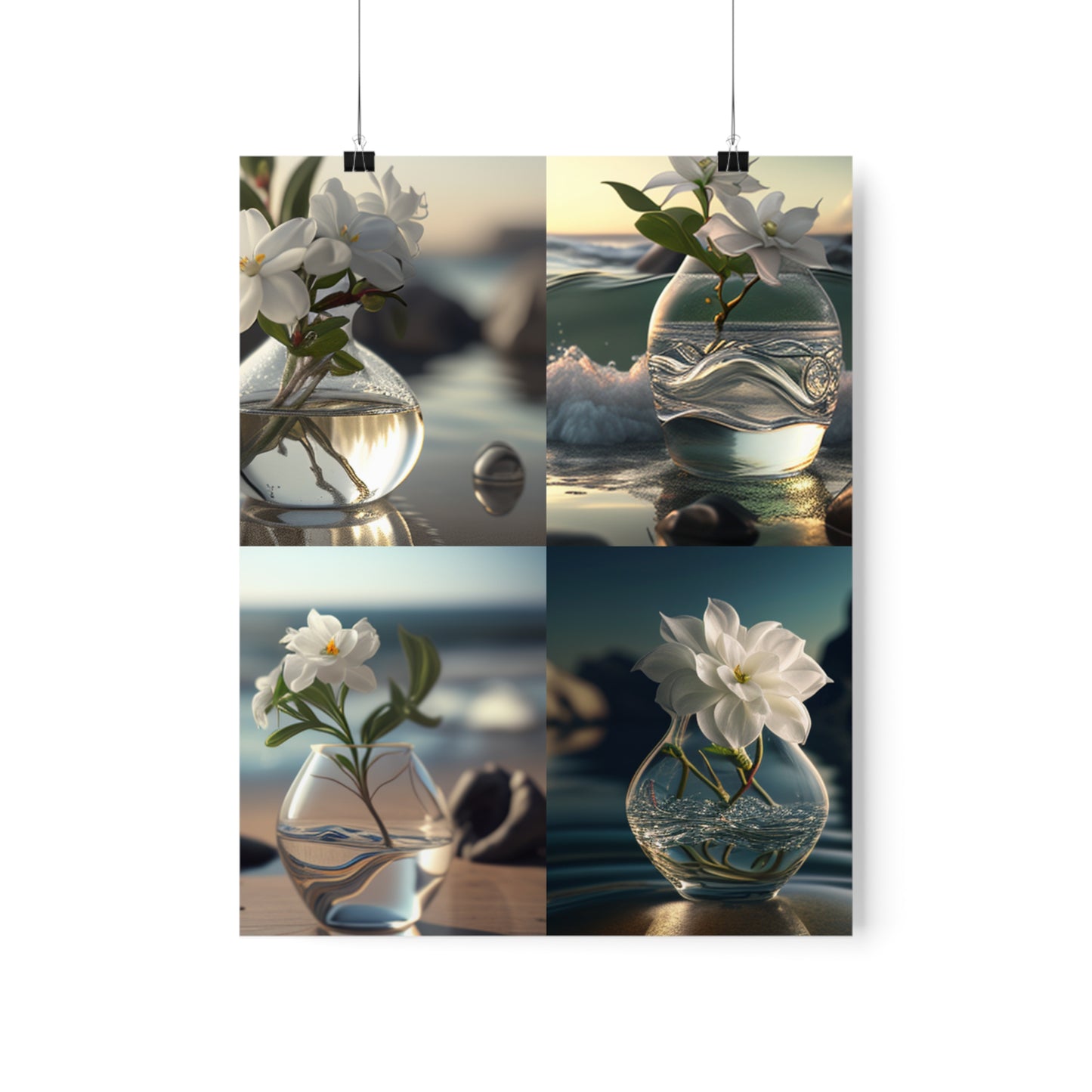 Premium Matte Vertical Posters Jasmine glass vase 5