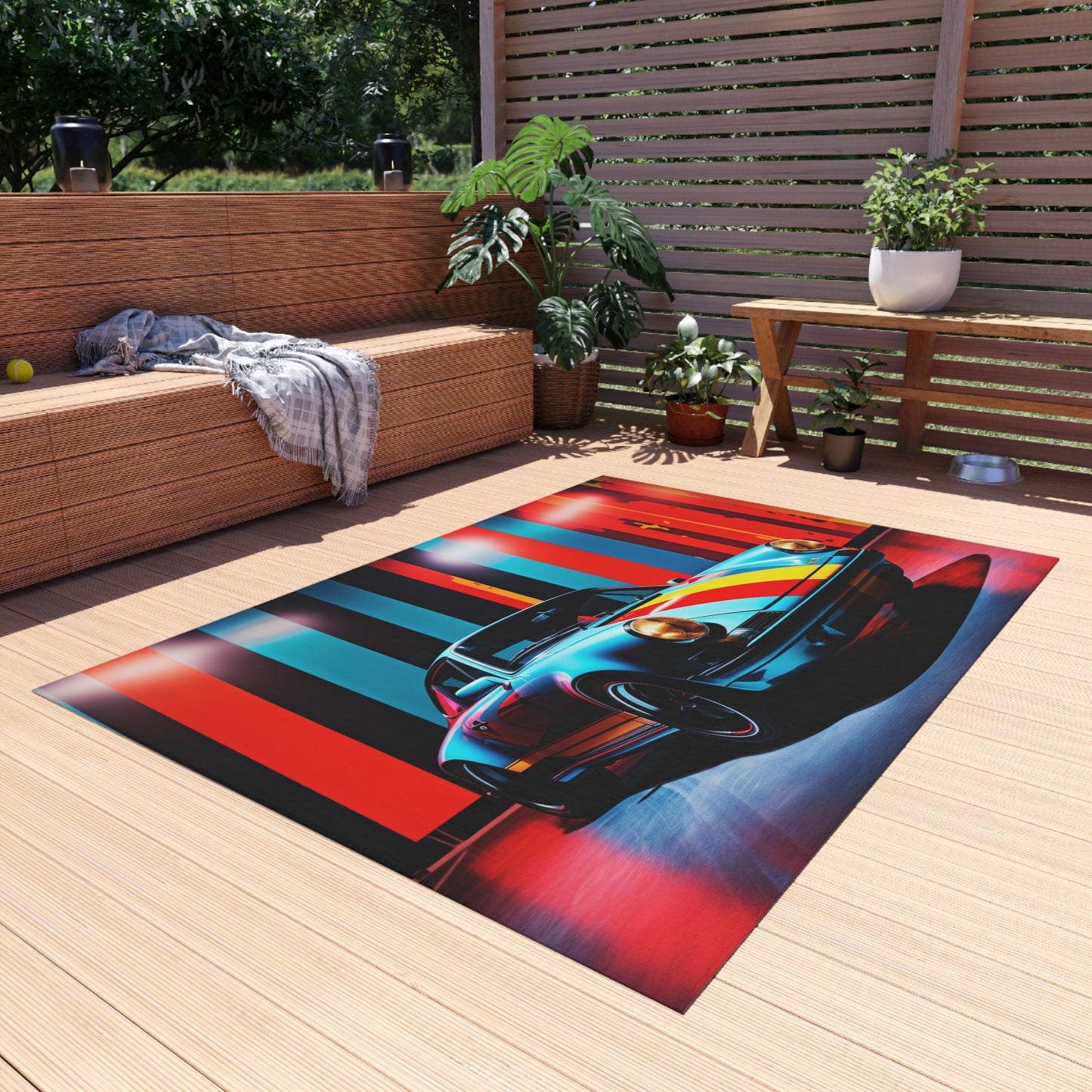 Outdoor Rug  Macro American Flag Porsche 3