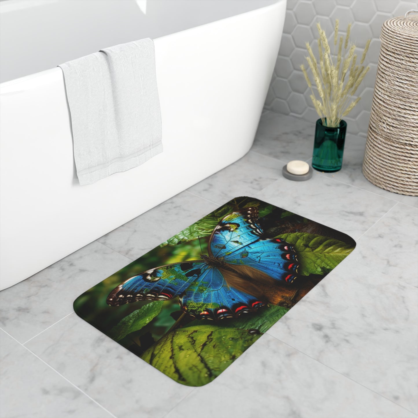 Memory Foam Bath Mat Jungle Butterfly 2