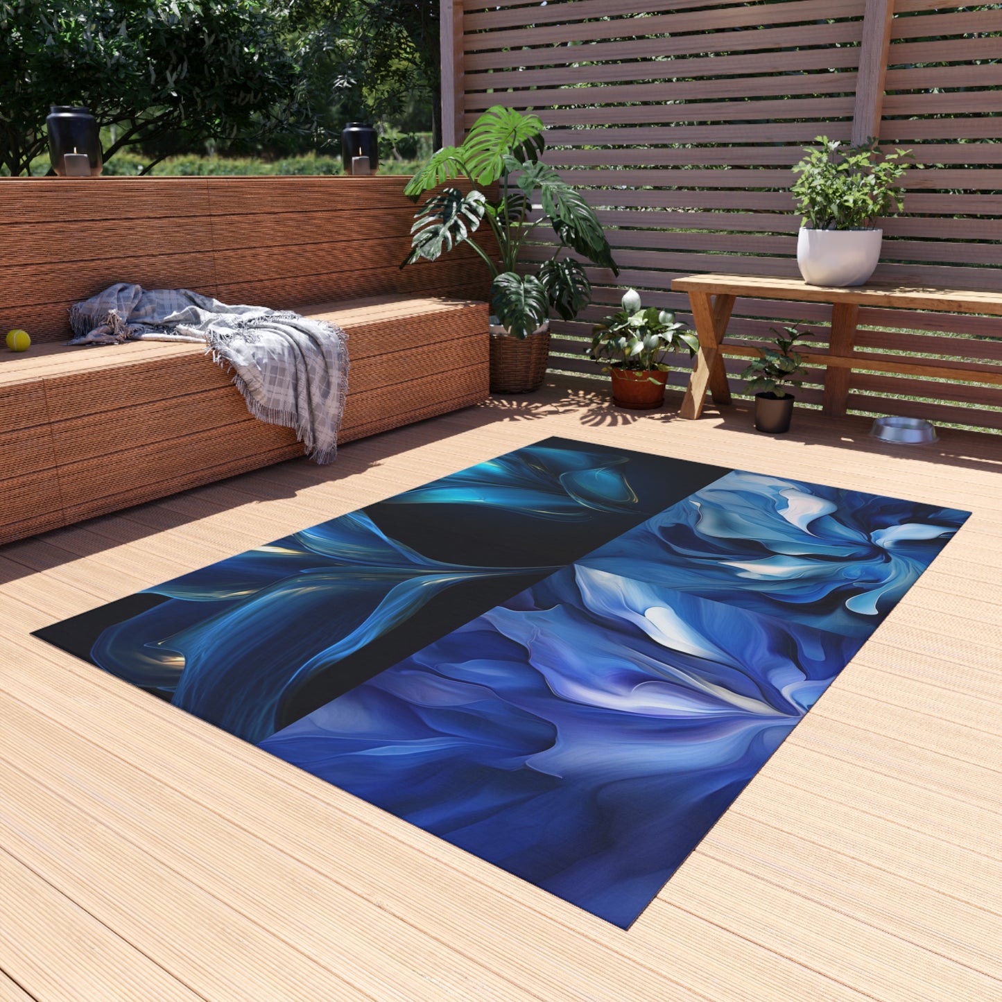 Outdoor Rug  Abstract Blue Tulip 5