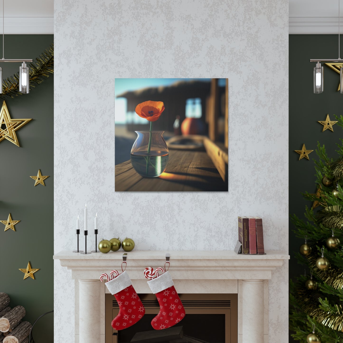 Canvas Gallery Wraps Poppy in a Glass Vase 2