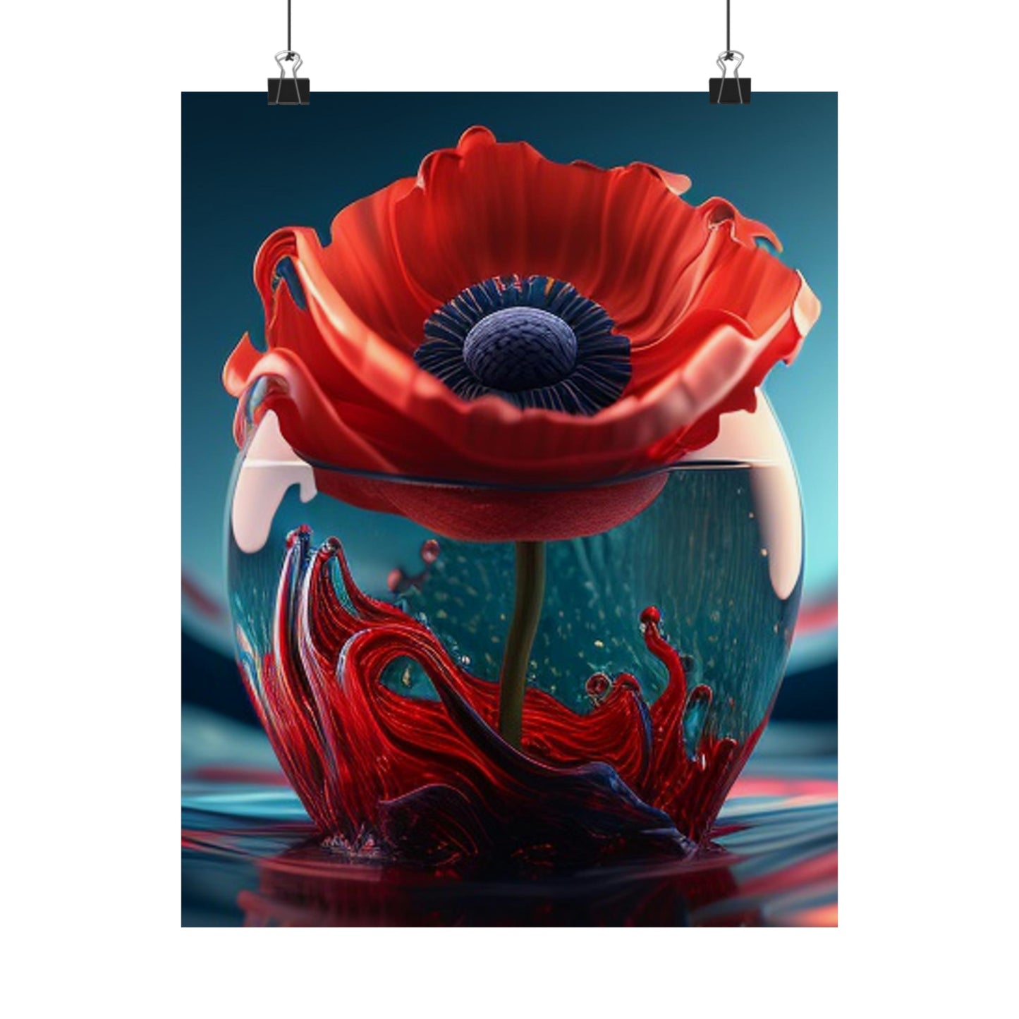 Premium Matte Vertical Posters Red Anemone in a Vase 2