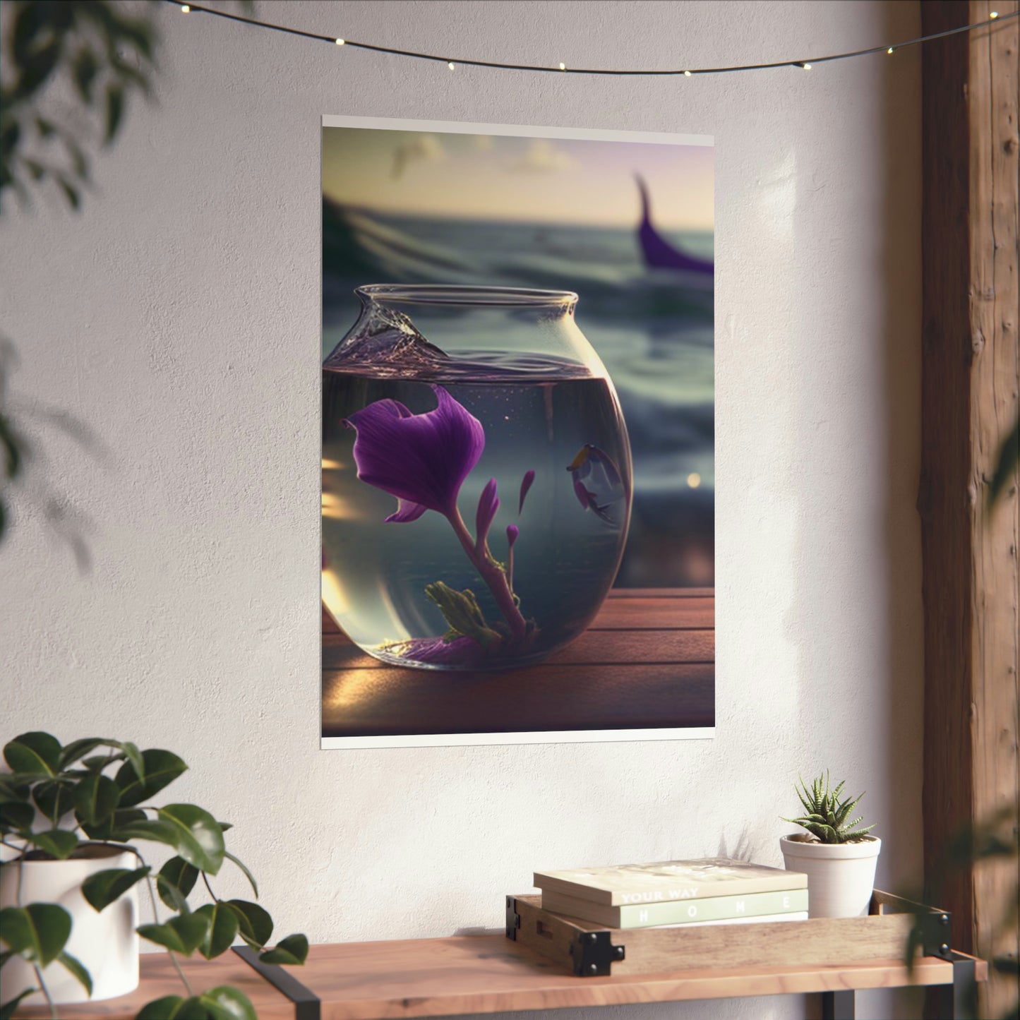 Premium Matte Vertical Posters Purple Sweet pea in a vase 1