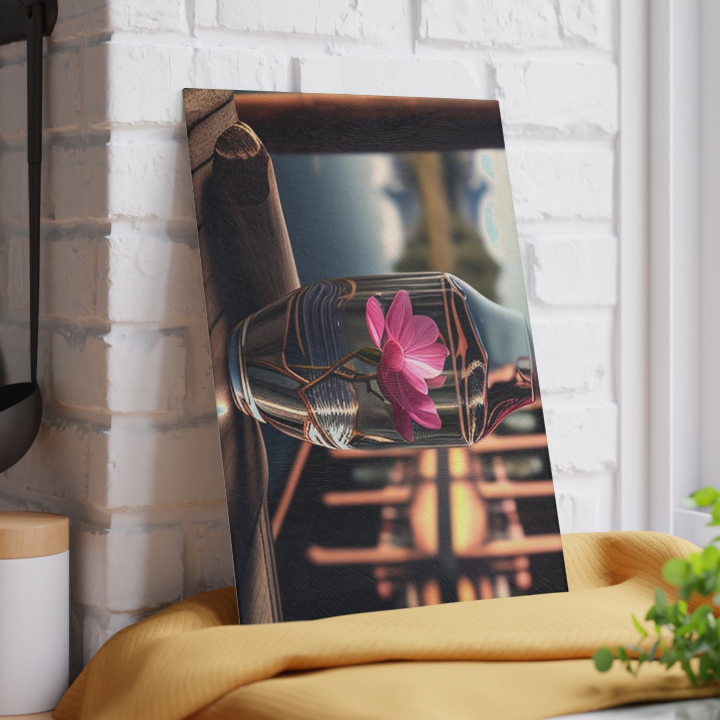 Glass Cutting Board Magnolia in a Glass vase 3