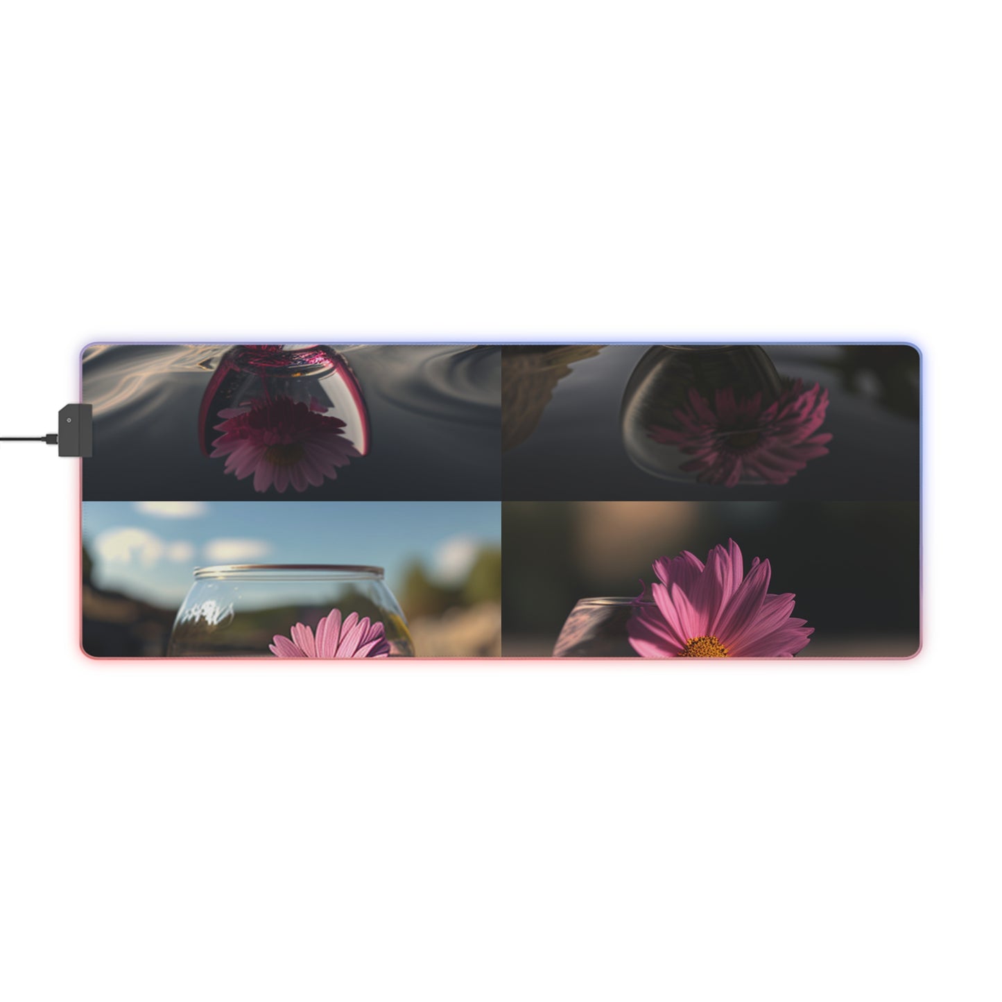 LED Gaming Mouse Pad Pink Daisy 5